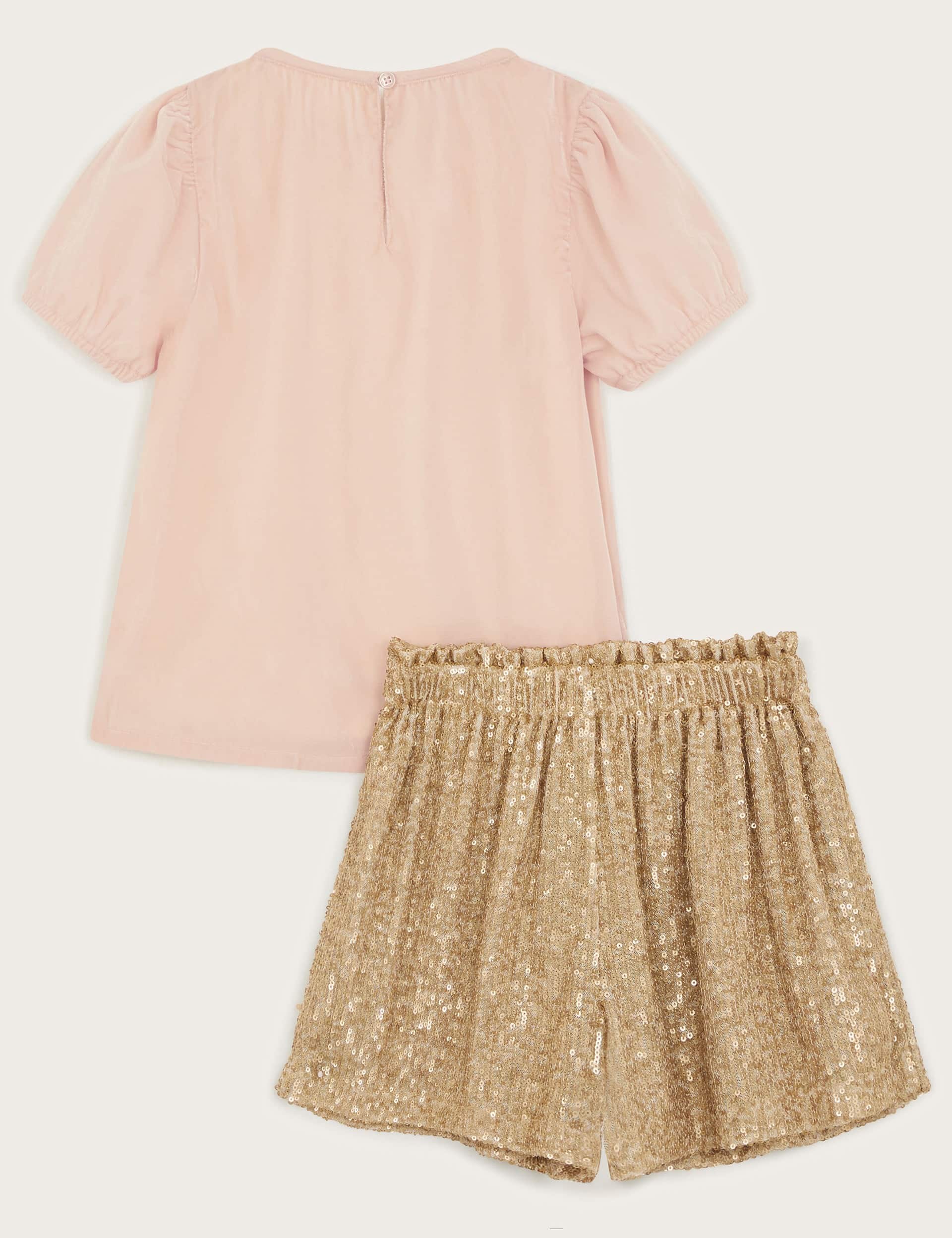 Monsoon Girls 2pc Sequin Top & Bottom Outfit (3-15 Yrs) - 11-12 - Gold, Gold