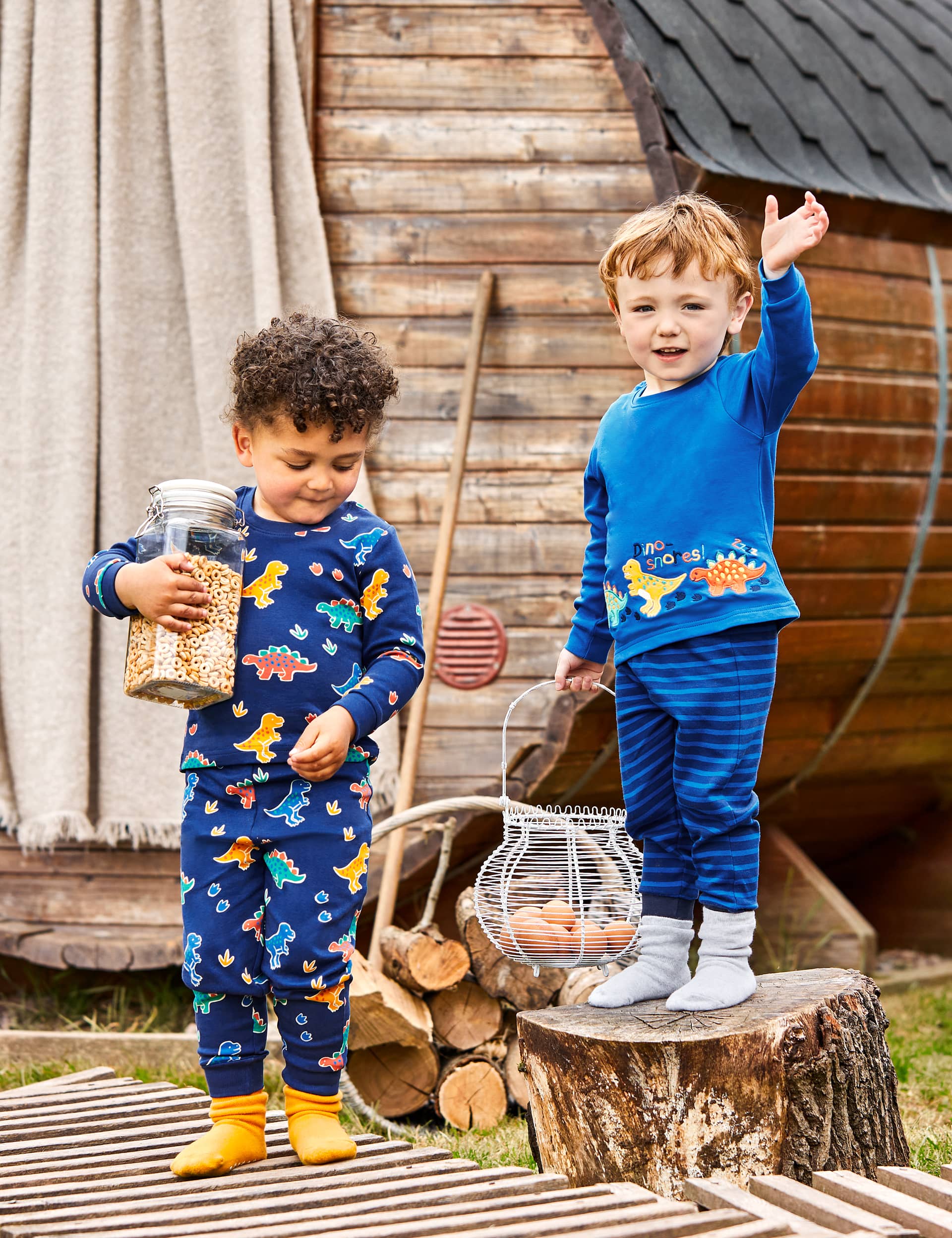 Jojo Maman Bb Boys 2pk Pure Cotton Pyjama Sets (1-7 Yrs) - 2-3 Y - Blue Mix, Blue Mix