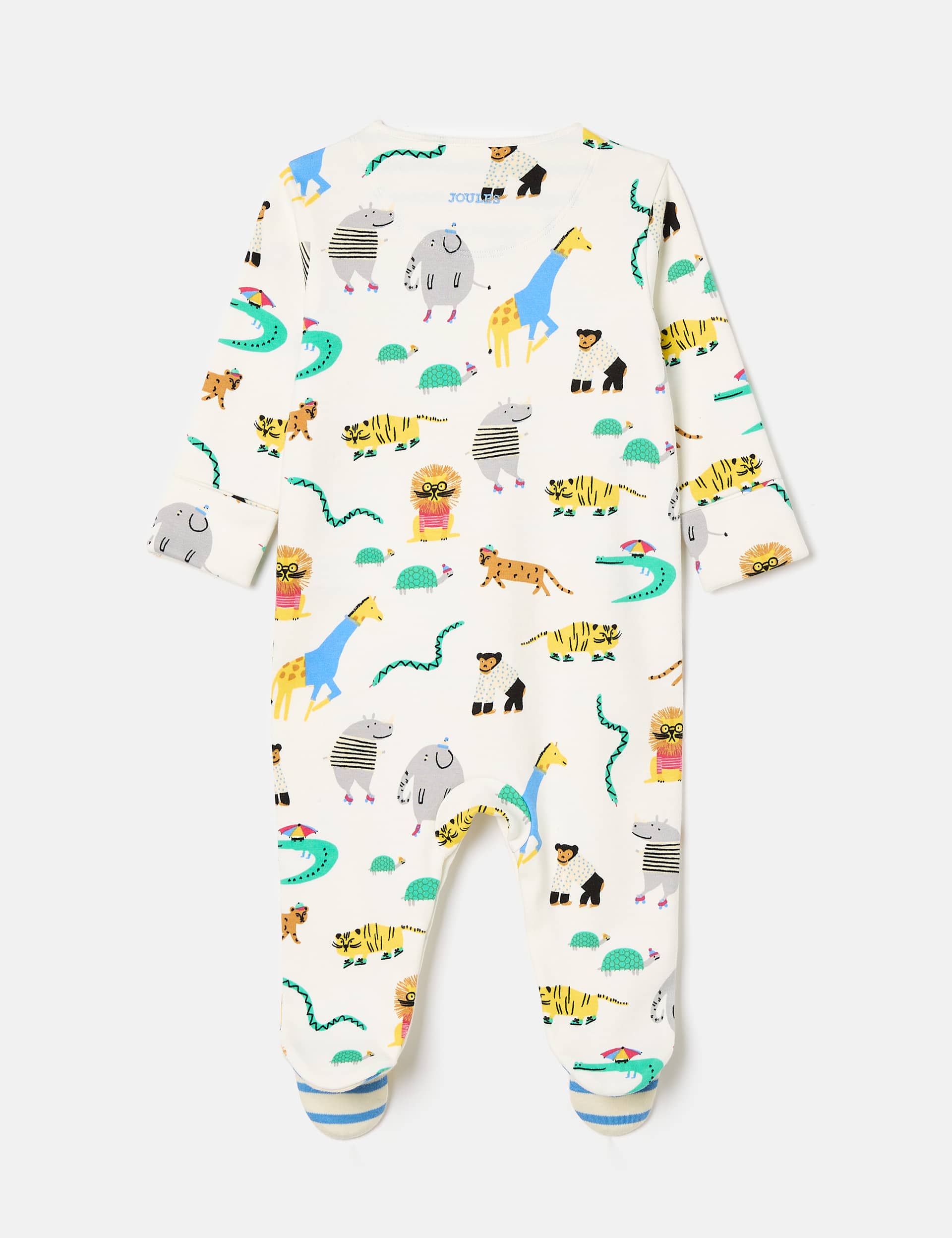 Joules Boys Pure Cotton Safari Animal Sleepsuit (0-18 Mths) - 0-3 M - Cream, Cream