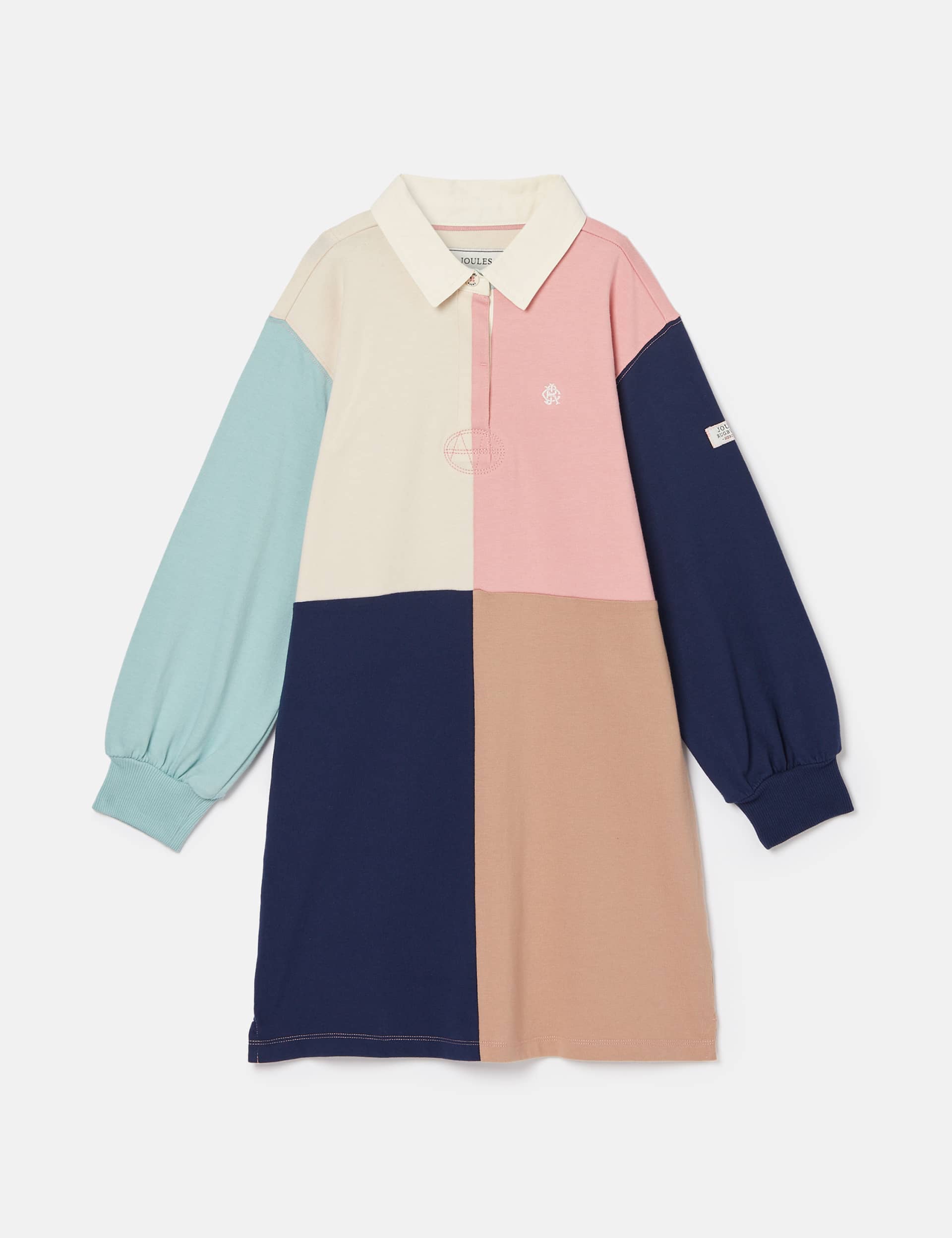 Joules Girls Pure Cotton Colour Block Dress (2-12 Yrs) - 7-8Y - Pink Mix, Pink Mix