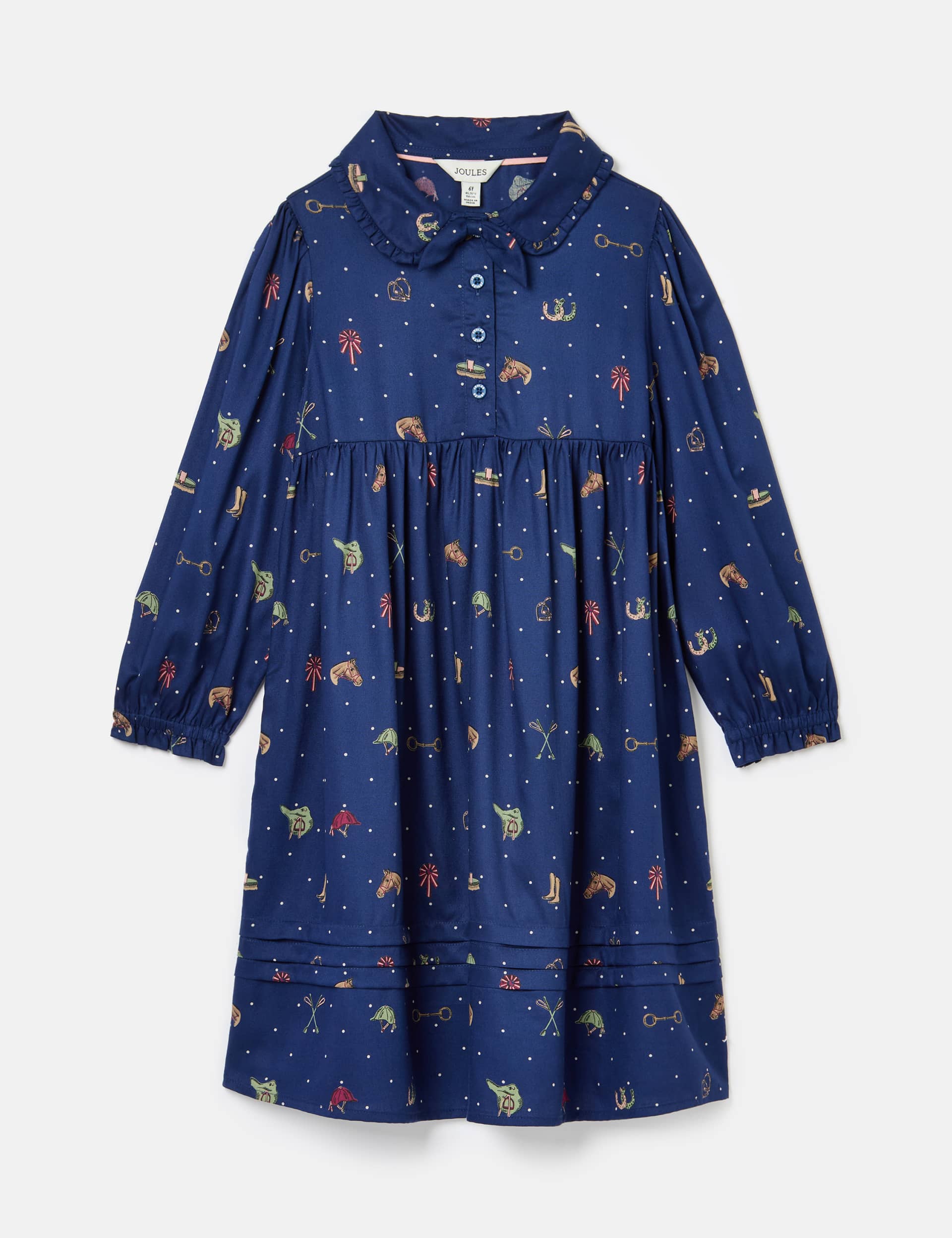 Joules Girls Horse Dress (2-11 Yrs) - 9-10Y - Navy Mix, Navy Mix