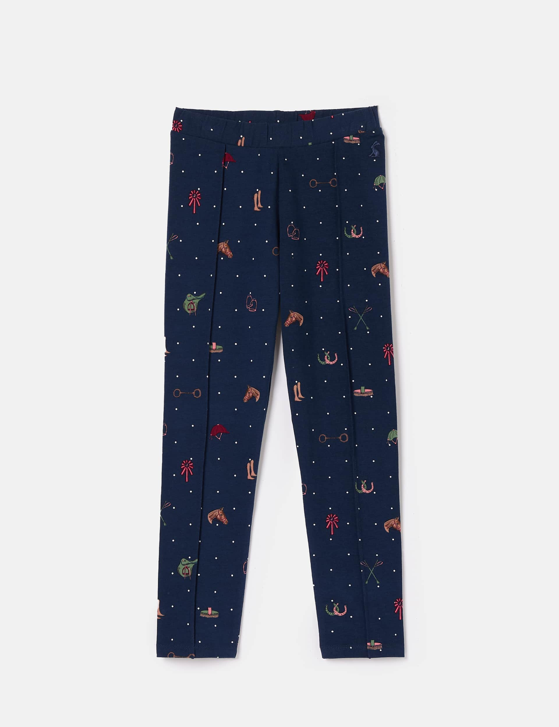 Joules Girls Cotton Rich Horse Leggings (2-11 Yrs) - 5-6Y - Navy Mix, Navy Mix