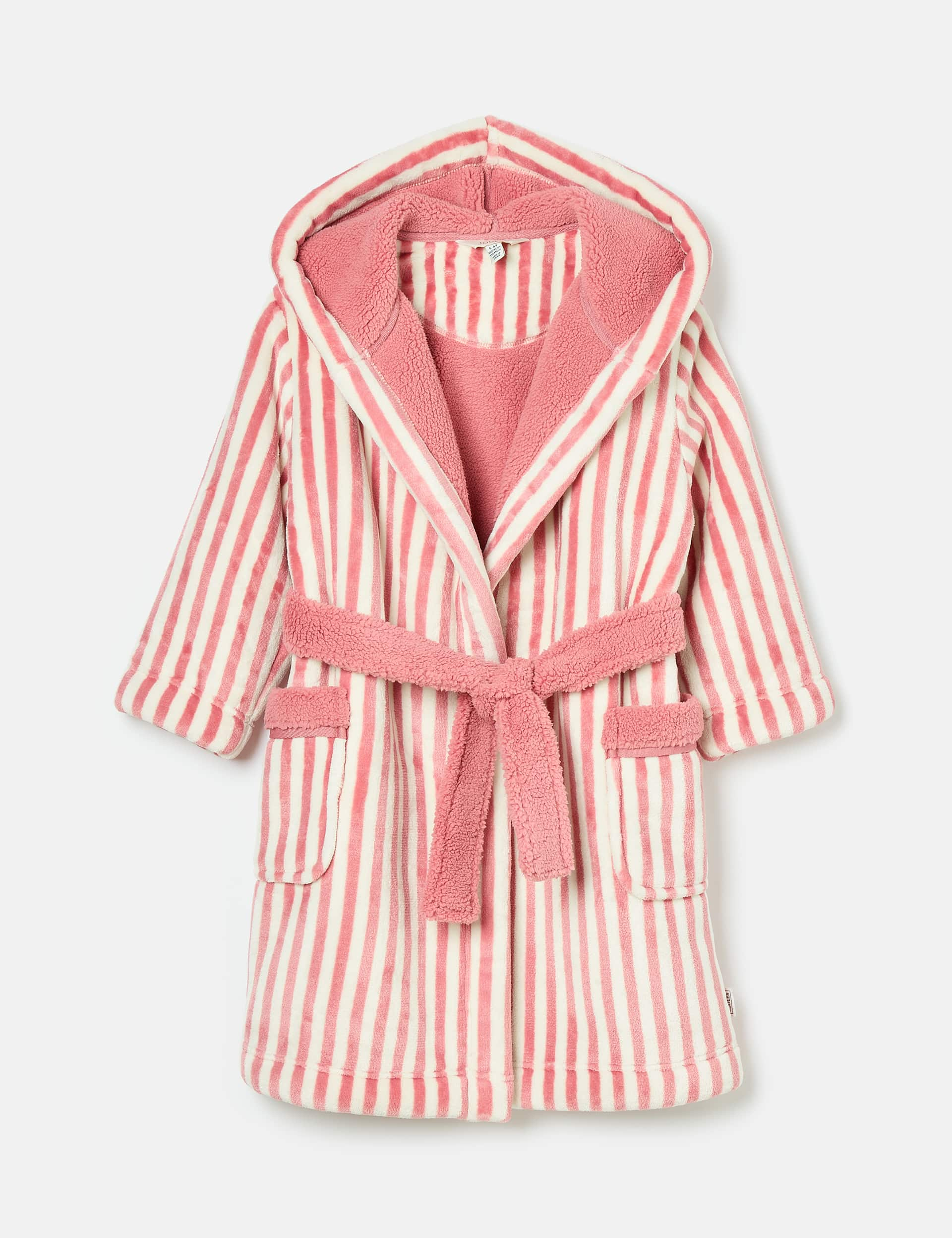 Joules Girls Striped Hooded Dressing Gown (1-12 Yrs) - 5-6 Y - Pink Mix, Pink Mix