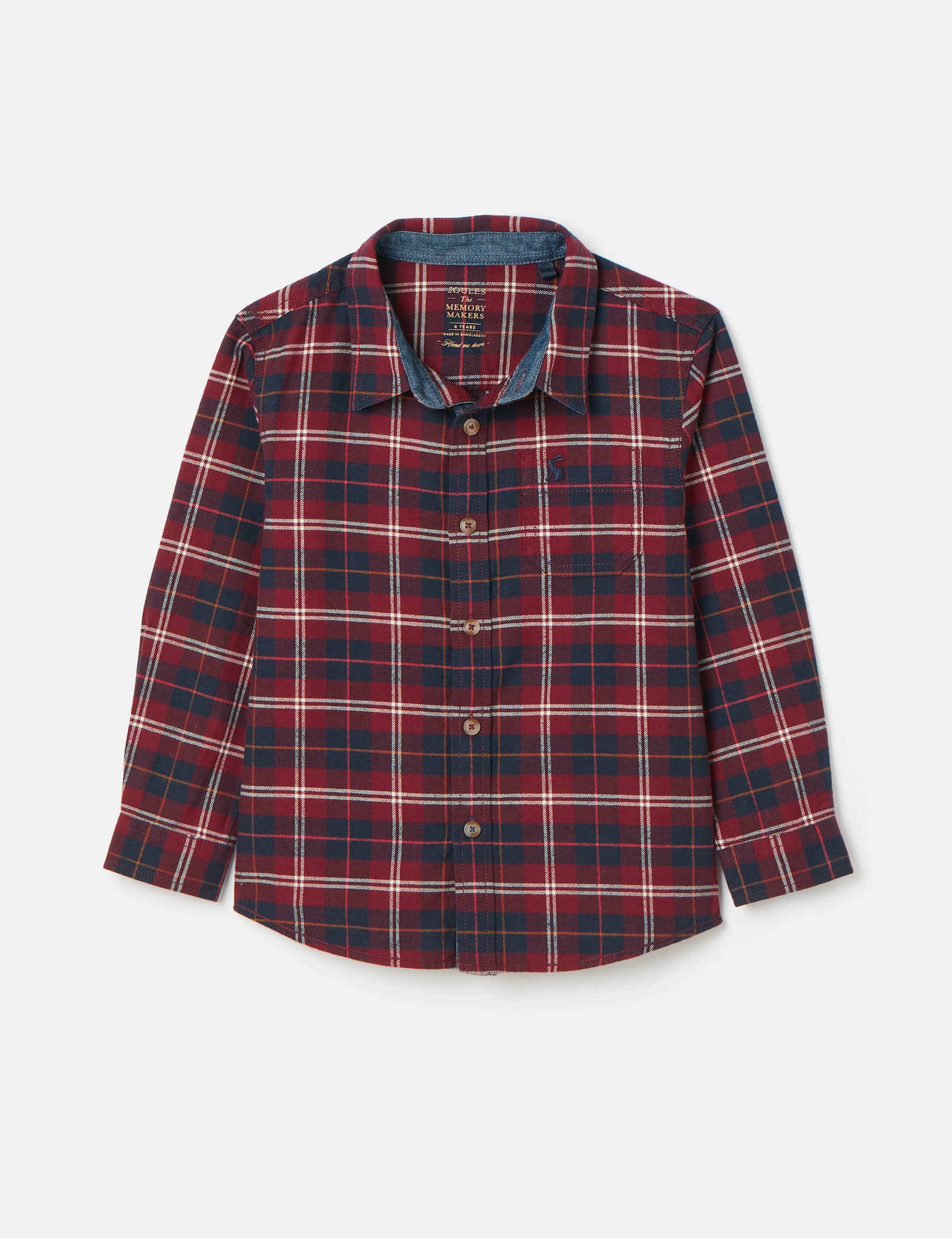 Joules Boys Pure Cotton Checked Shirt (2-12 Yrs) - 5y - Red Mix, Green Mix,Red Mix