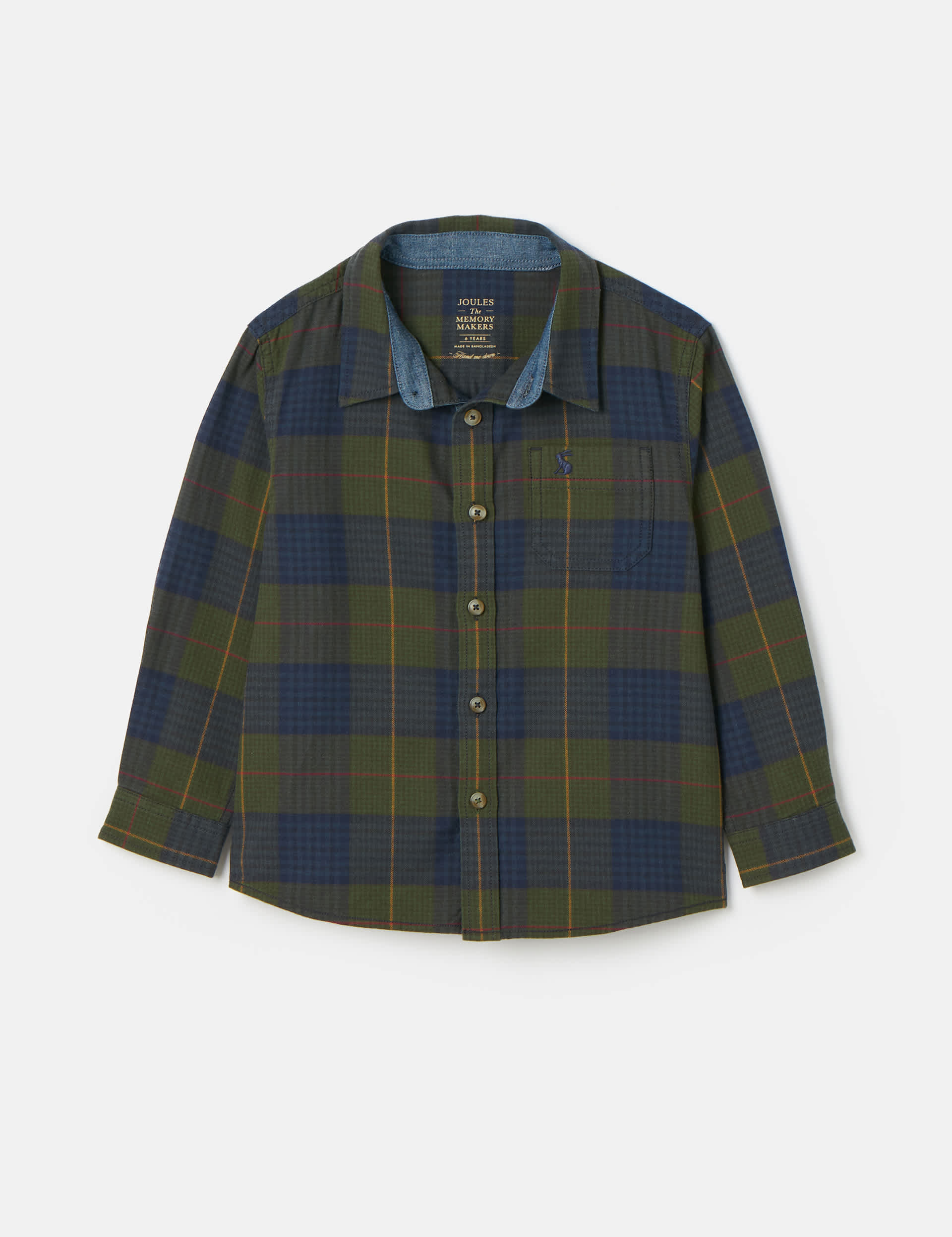 Joules Boys Pure Cotton Checked Shirt (2-12 Yrs) - 9y - Green Mix, Green Mix,Red Mix