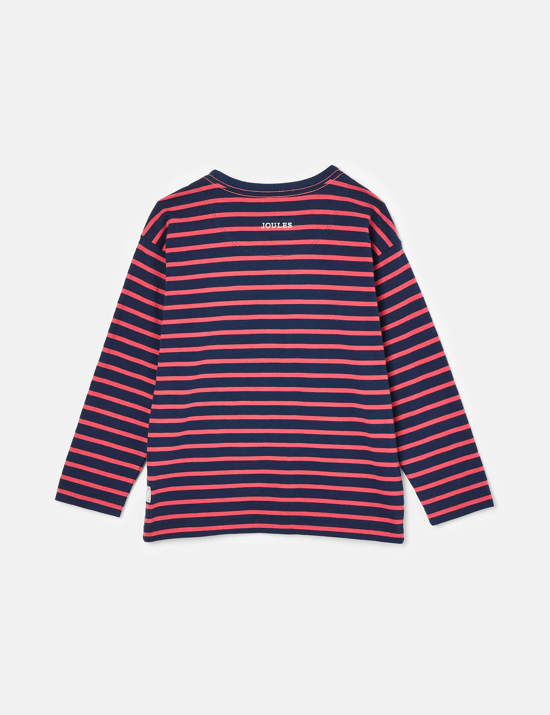 Joules Boys Pure Cotton Striped Dinosaur T-Shirt (2-8 Yrs) - 3 - Red Mix, Red Mix