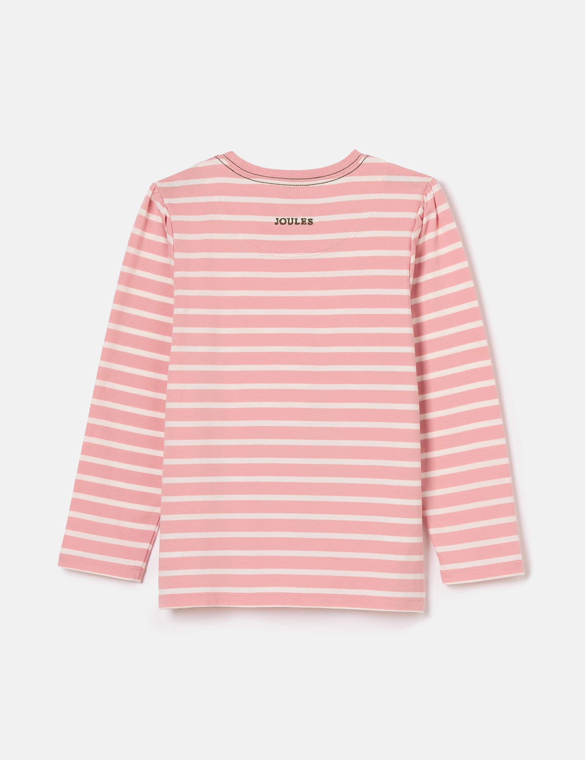 Joules Girls Pure Cotton Striped Fox Top (2-9 Yrs) - 6-7Y - Pink Mix, Pink Mix