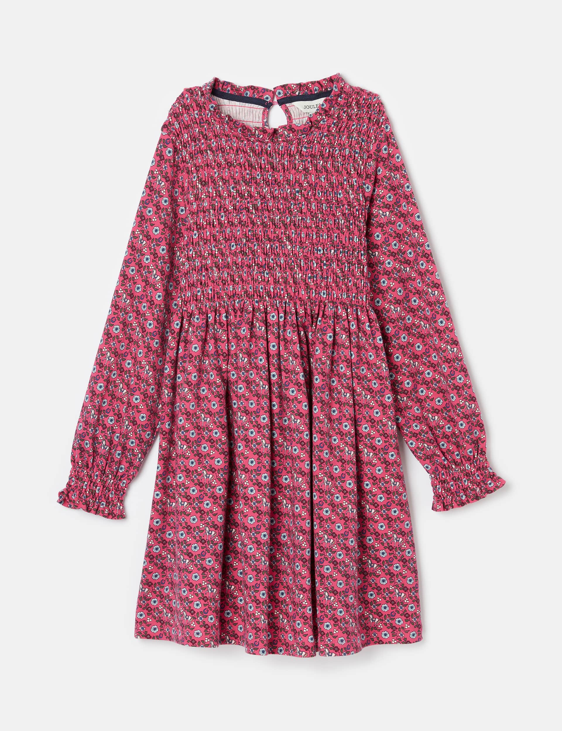 Joules Girls Pure Cotton Floral Dress (2-11 Yrs) - 9-10Y - Pink Mix, Pink Mix