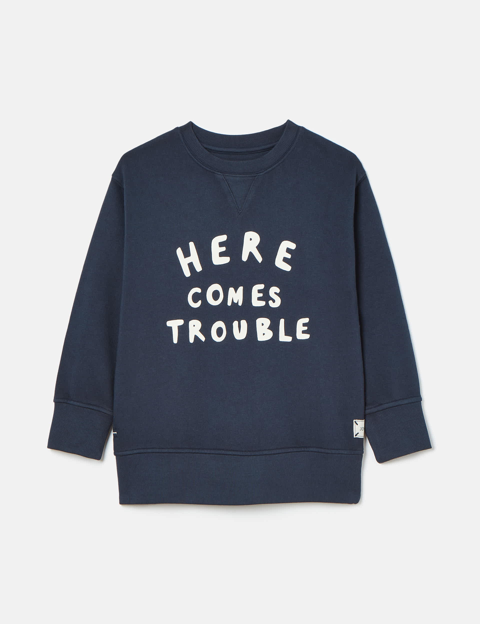 Joules Boys Cotton Rich Here Comes Trouble Sweatshirt (2-11 Yrs) - 7-8Y - Navy, Navy