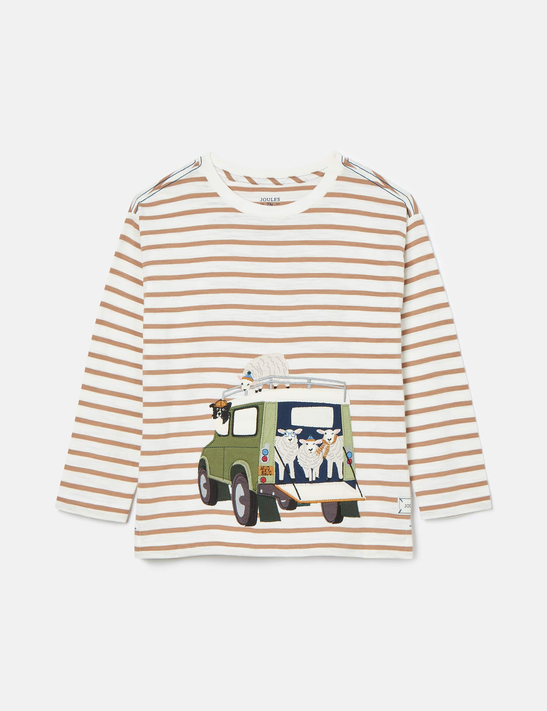 Joules Boys Pure Cotton Striped 4x4 Top (2-9 Yrs) - 8-9Y - Cream Mix, Cream Mix