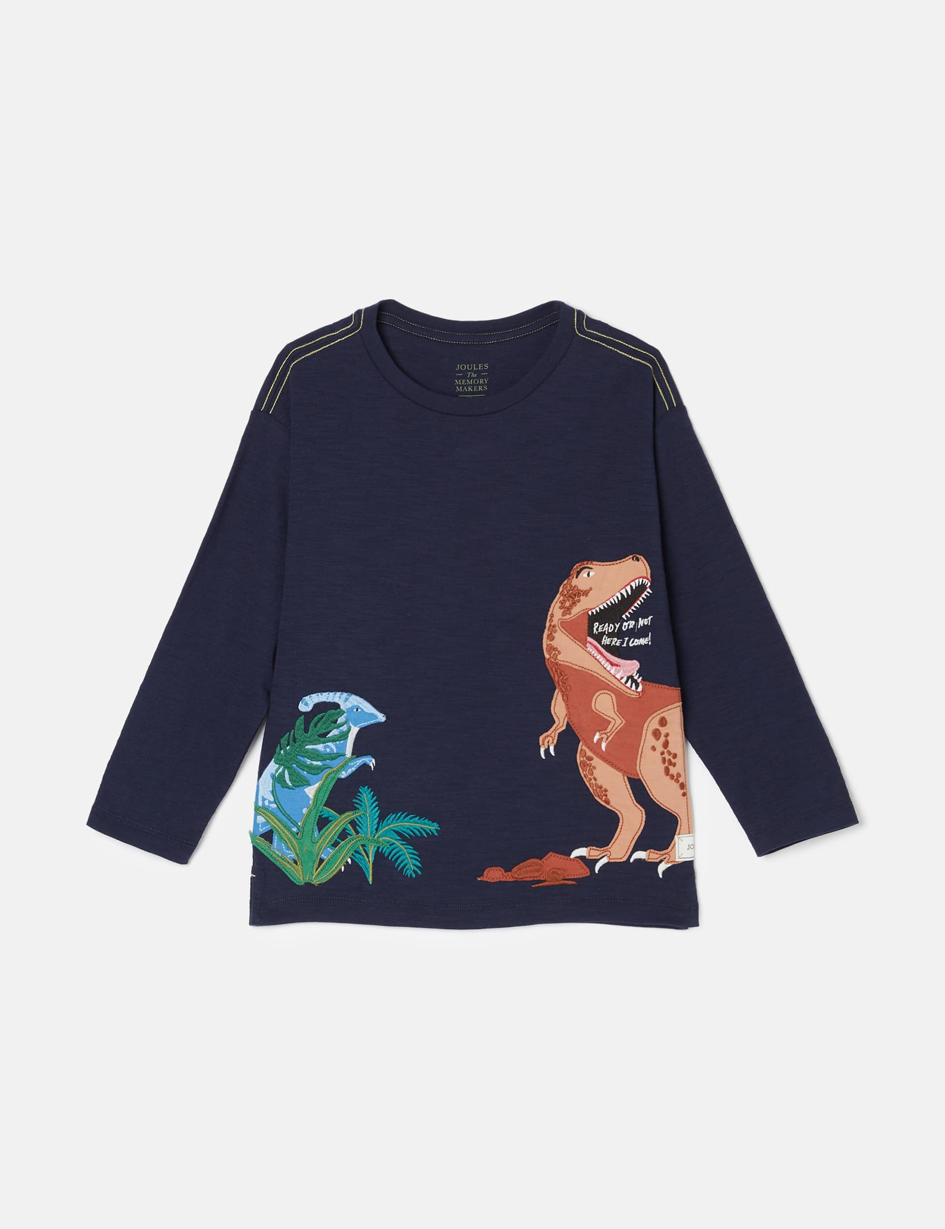 Joules Boys Pure Cotton Dinosaur Top (2-9 Yrs) - 7-8Y - Navy Mix, Navy Mix