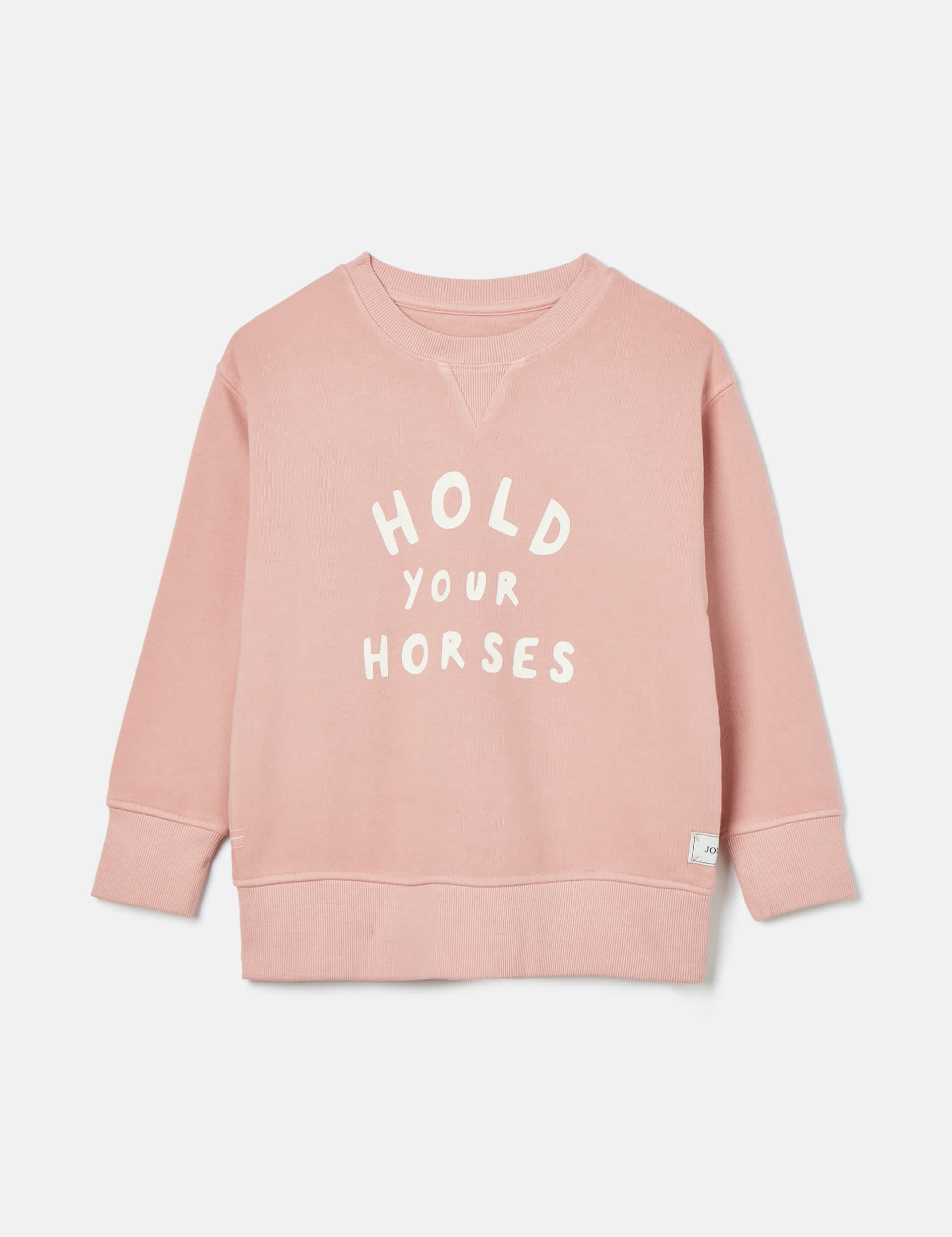 Joules Girls Cotton Rich Hold Your Horses Sweatshirt (2-11 Yrs) - 4 - Pink, Pink