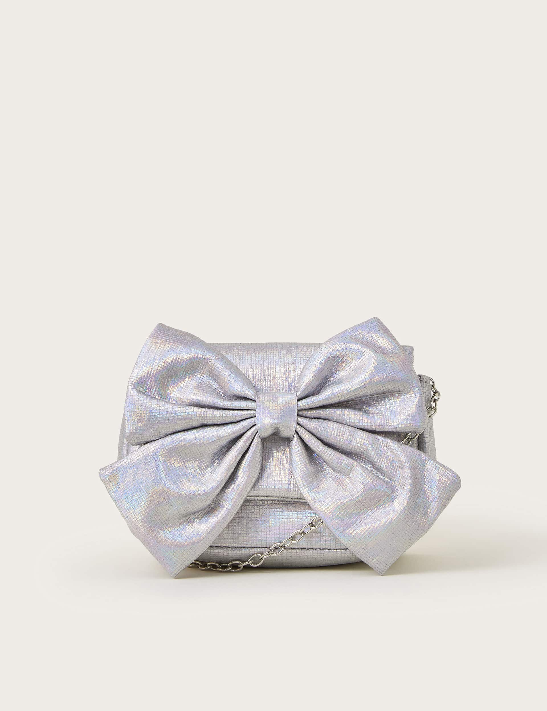 Monsoon Kids Metallic Bow Shoulder Bag - Silver, Silver