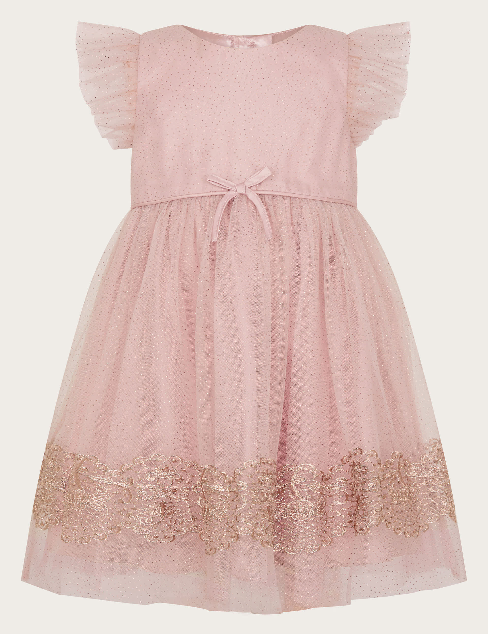 Monsoon Girls Sparkle Lace Frill Dress (0-3 Yrs) - 6-12M - Pink, Pink