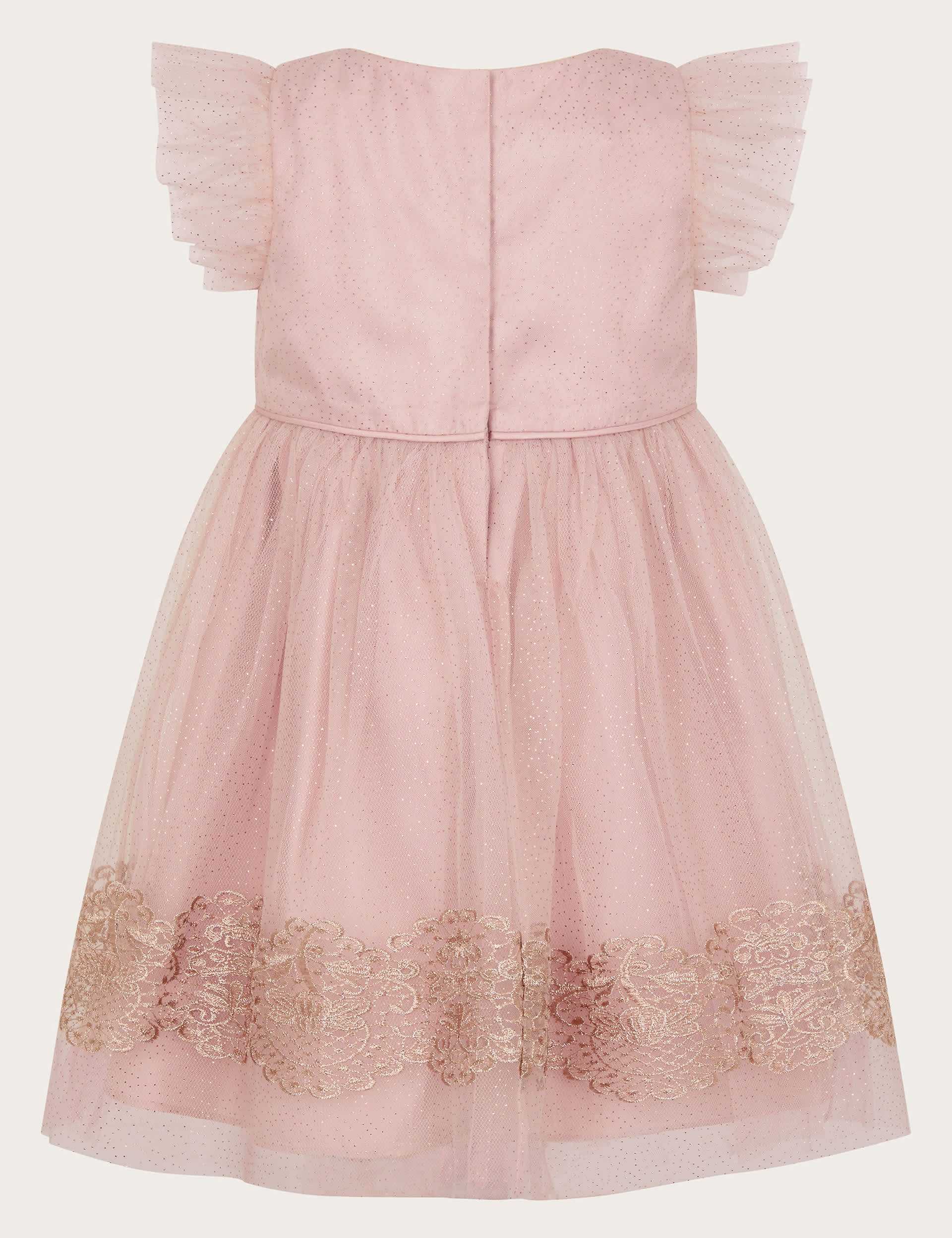 Monsoon Girls Sparkle Lace Frill Dress (0-3 Yrs) - 6-12M - Pink, Pink