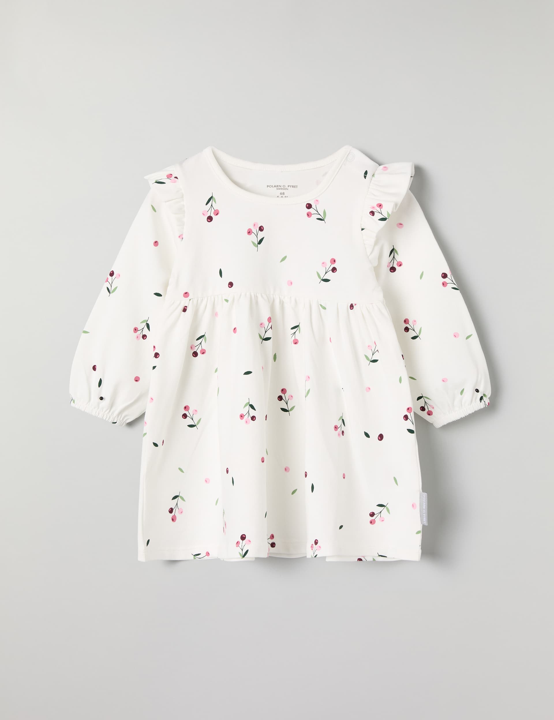 Polarn O. Pyret Girls Cotton Rich Floral Dress (1-12 Mths) - 4-6M - White Mix, White Mix