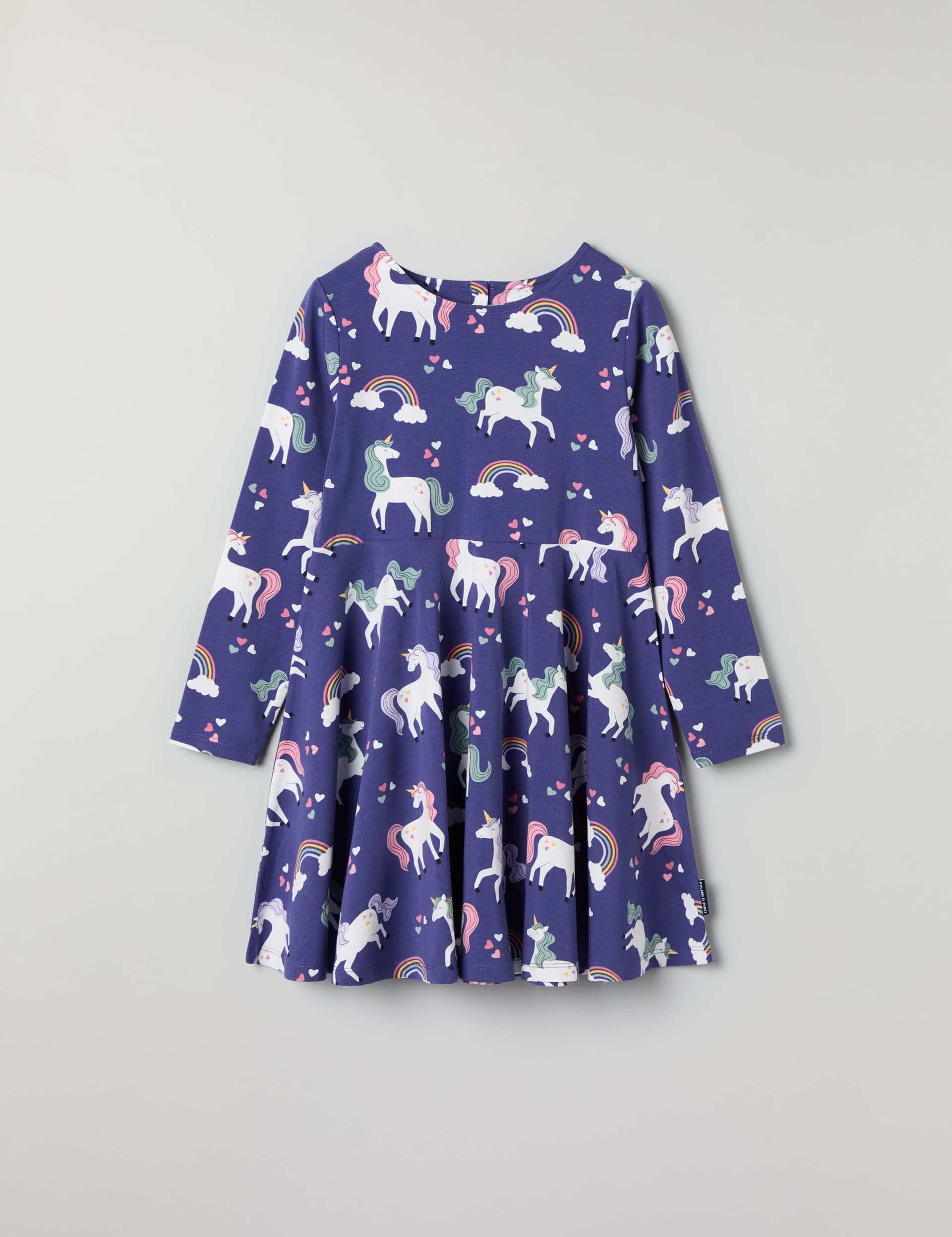 Polarn O. Pyret Girls Cotton Rich Unicorn Dress (1-10 Yrs) - 18-24 - Blue Mix, Blue Mix