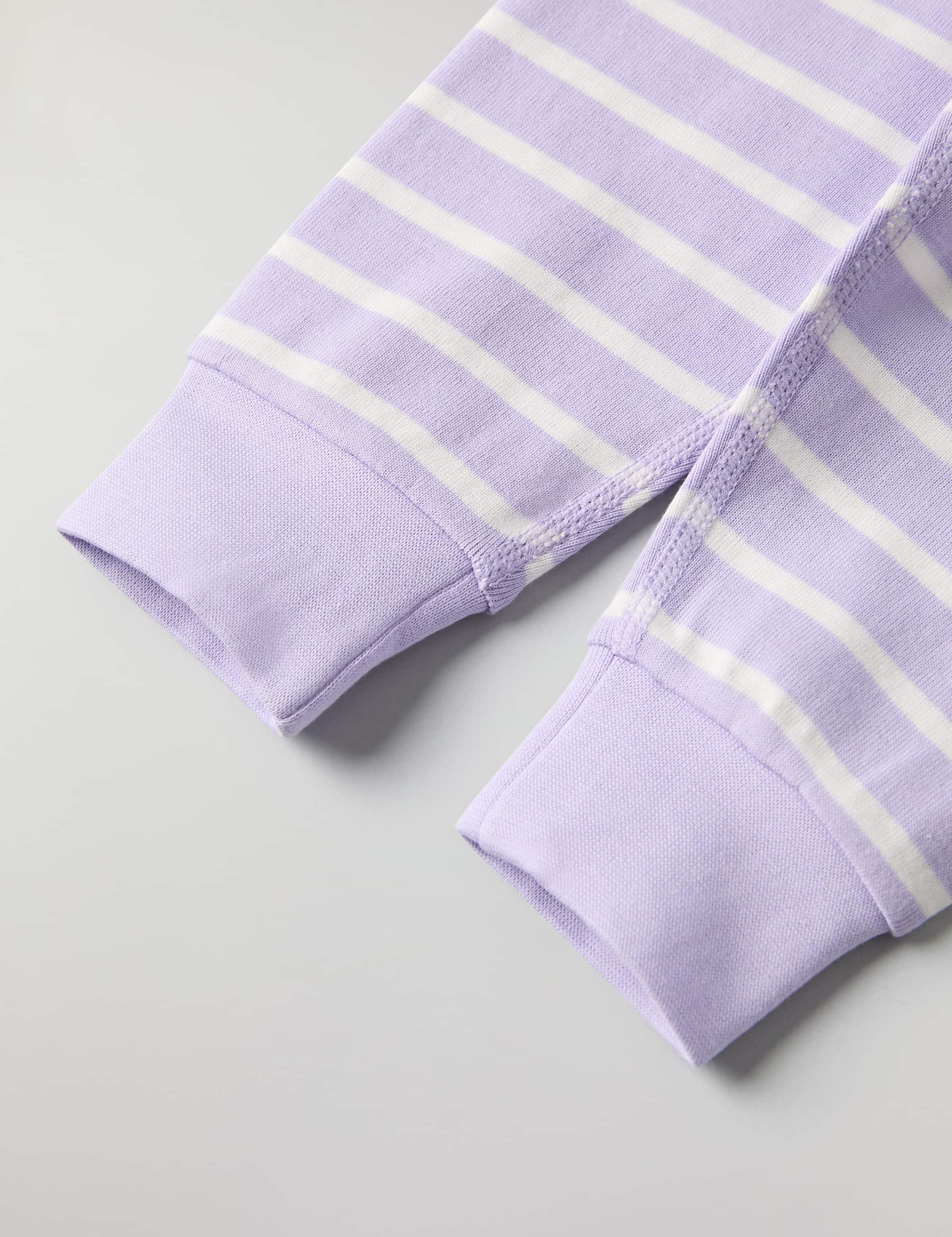 Polarn O. Pyret Girls Pure Cotton Striped Leggings (1-12 Mths) - 2-4M - Purple Mix, Purple Mix