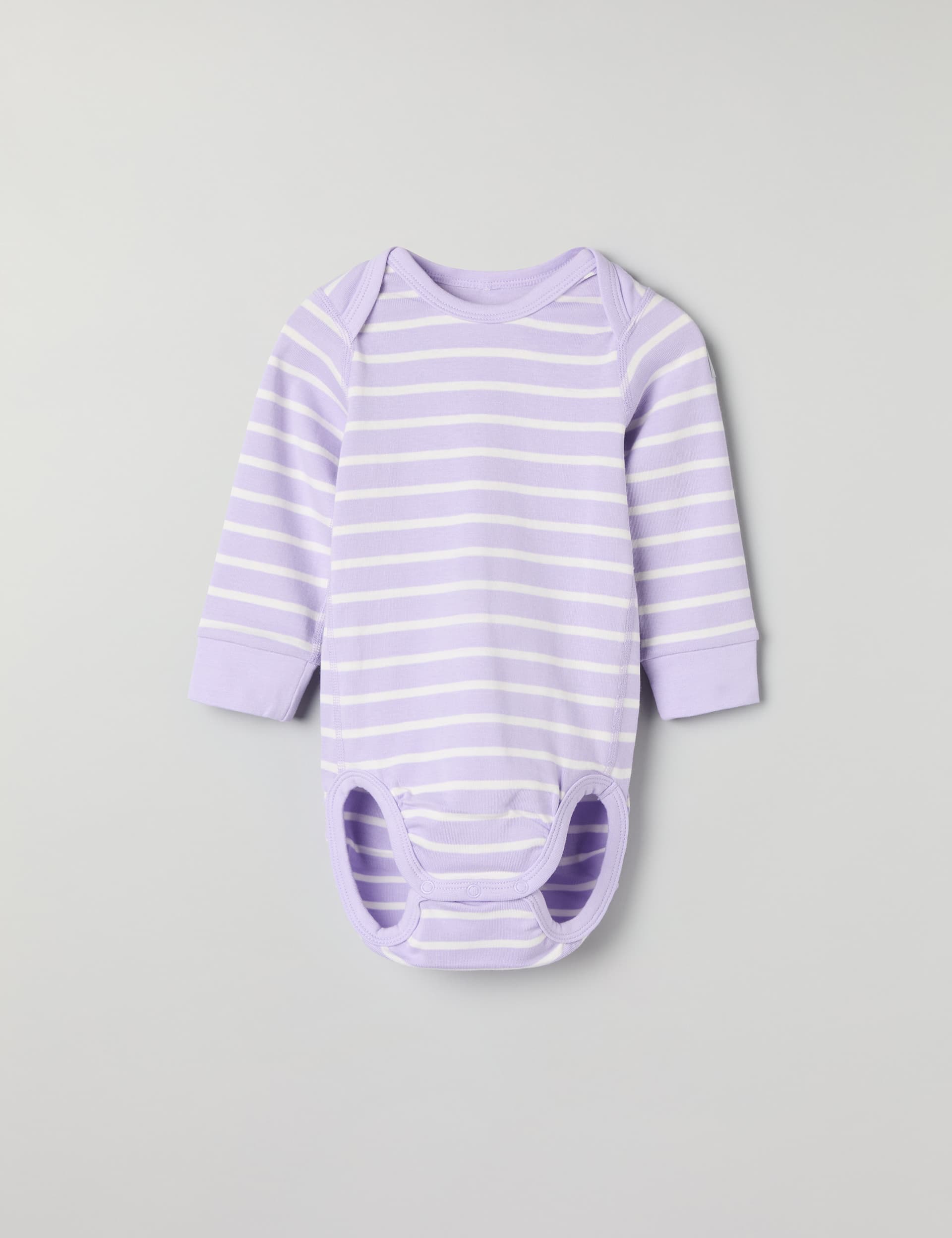 Polarn O. Pyret Girls Pure Cotton Striped Bodysuit (1-24 Mths) - 18-24 - Purple Mix, Purple Mix