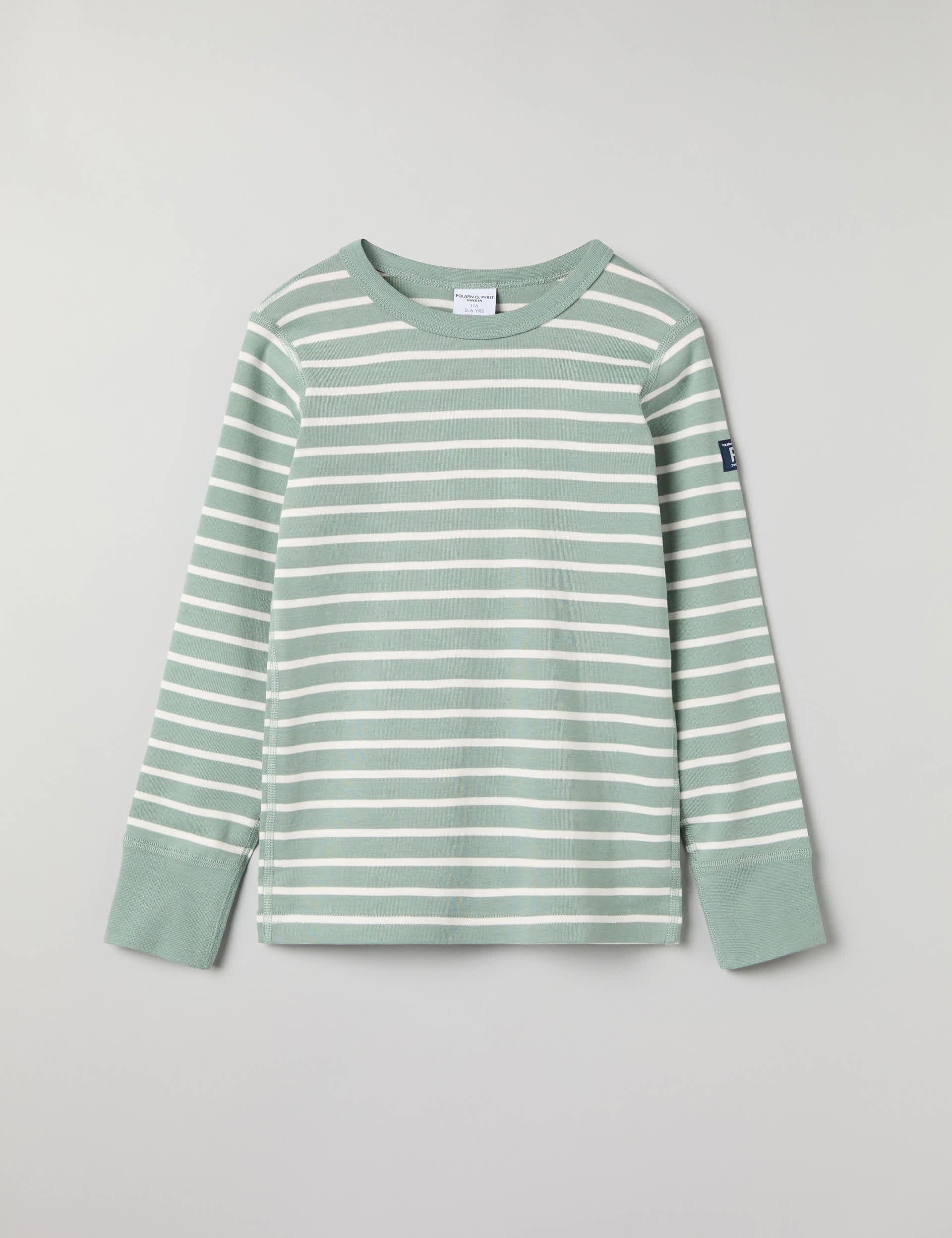 Polarn O. Pyret Boys Pure Cotton Striped Top (1-10 Yrs) - 2-3 Y - Green Mix, Green Mix