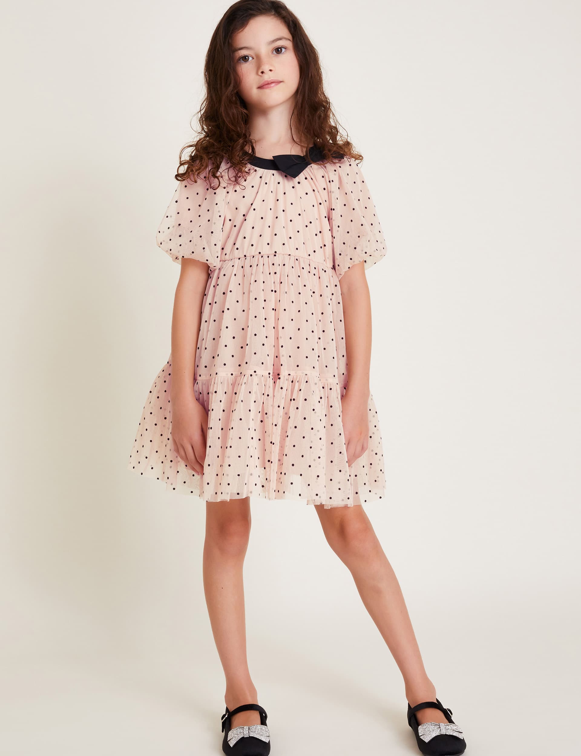 Monsoon Girls Polka Dot Tulle Dress (3-13 Yrs) - 9y - Pink Mix, Pink Mix