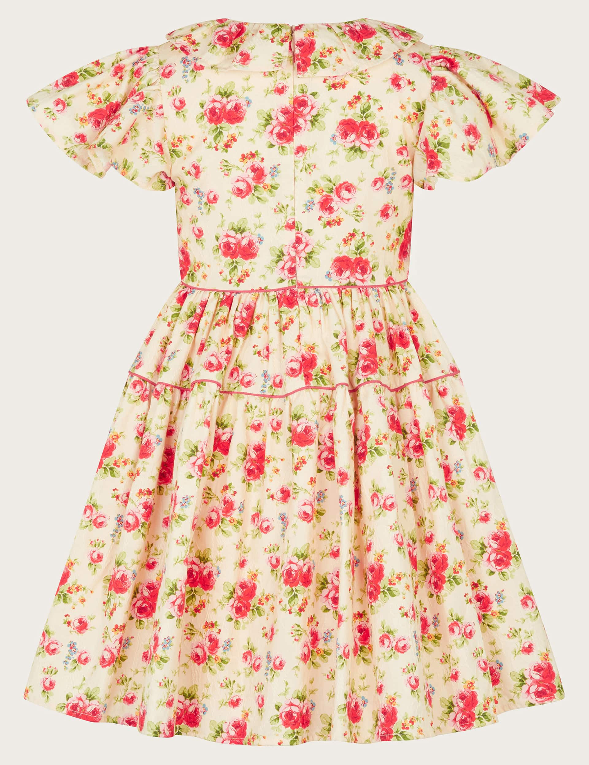 Monsoon Girls Pure Cotton Floral Frill Dress (3-13 Yrs) - 10y - Pink Mix, Pink Mix