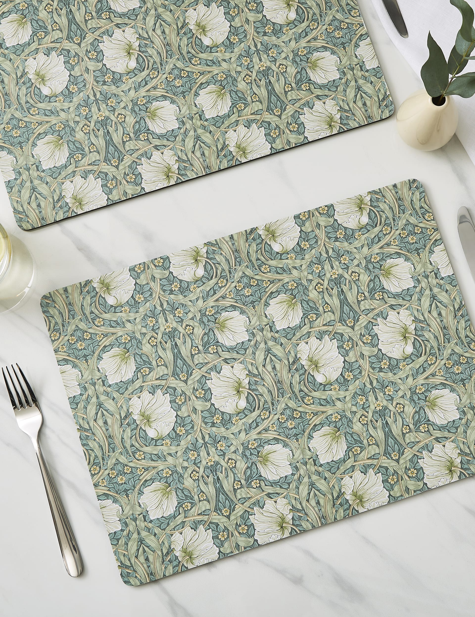 Morris & Co Set of 4 Rectangular Pimpernel Placemats - Green, Green