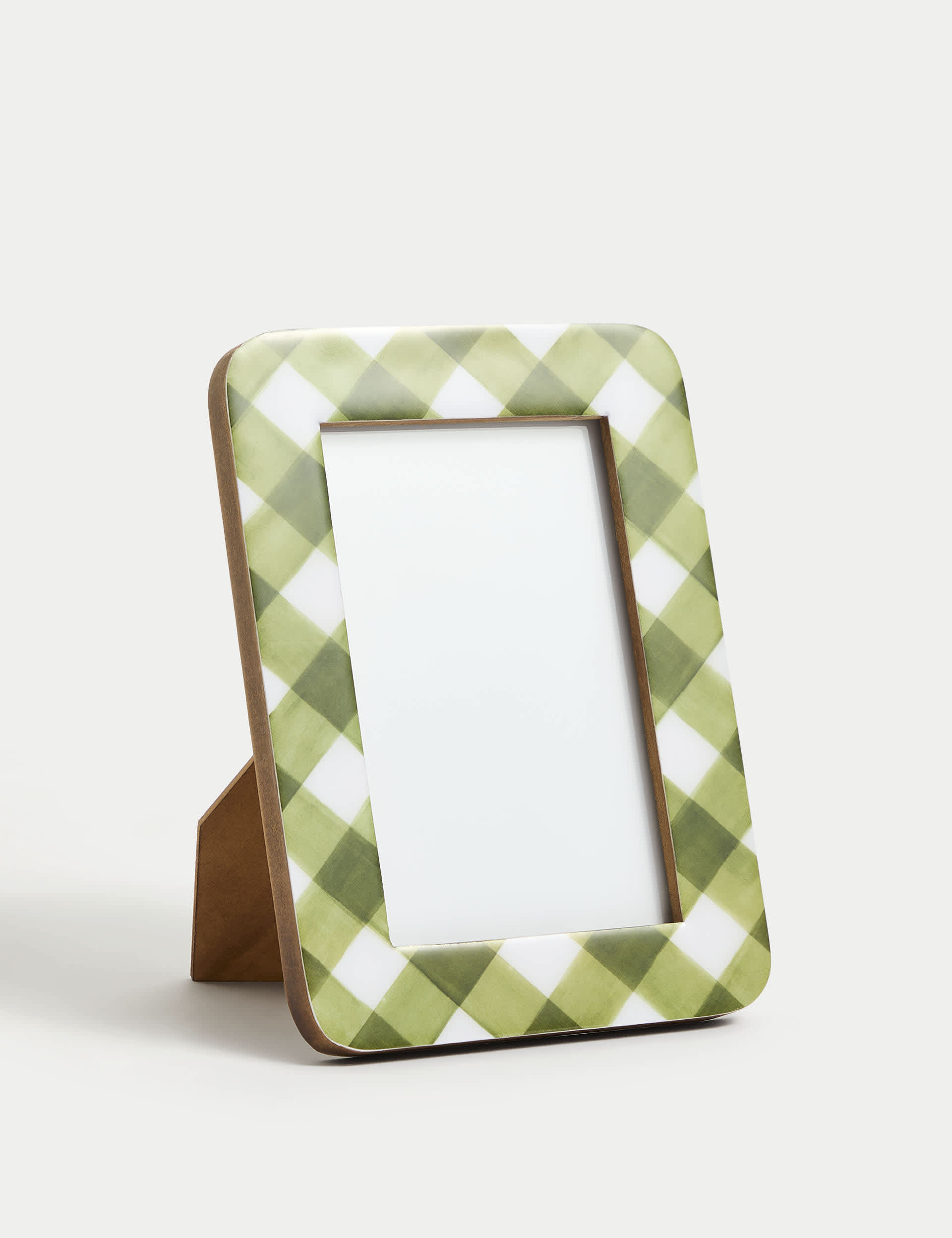 M&S Checked Photo Frame 6x4 Inch - Green, Green,Blue