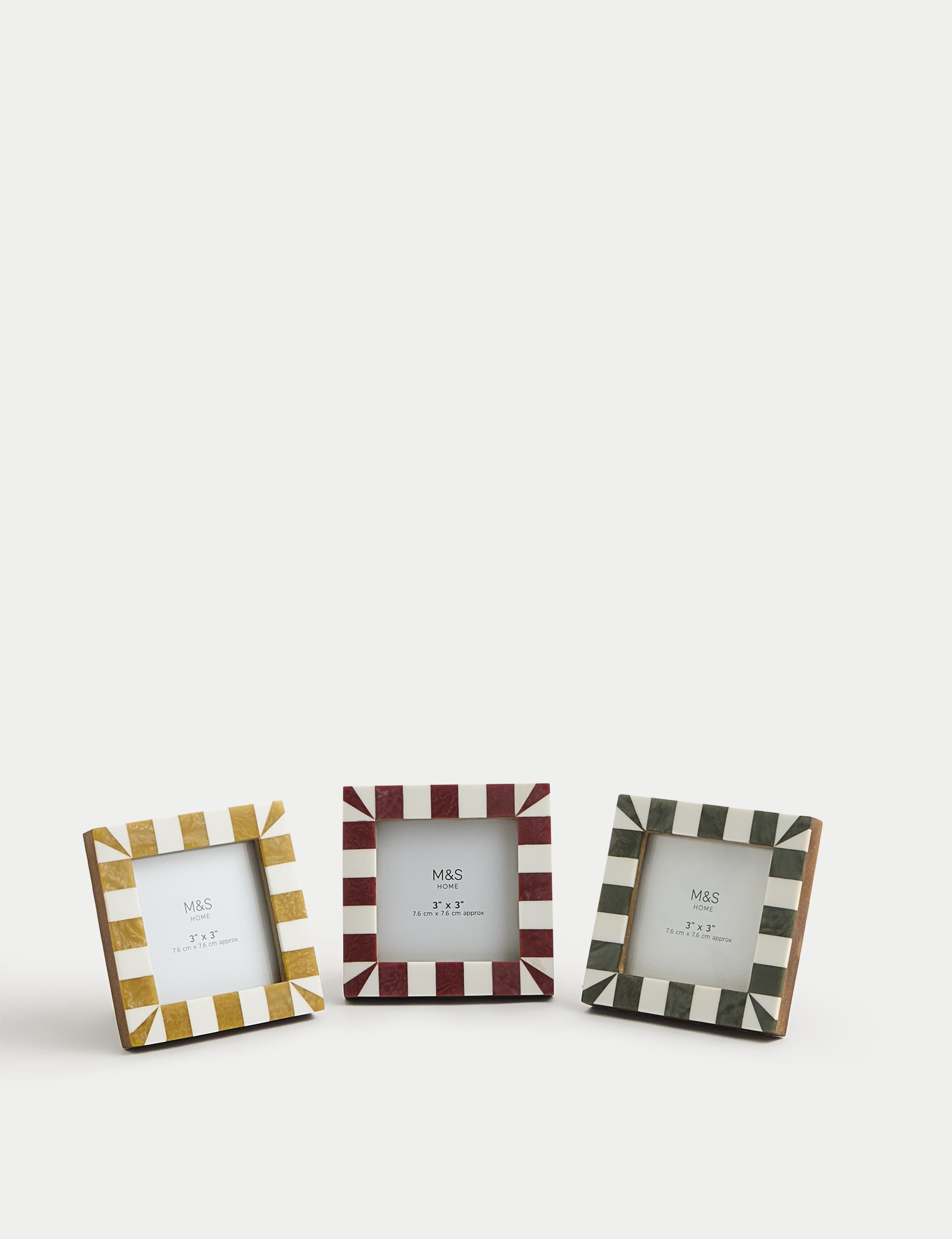 M&S Set of 3 Checked Photo Frames 3x3 inch - Multi, Multi