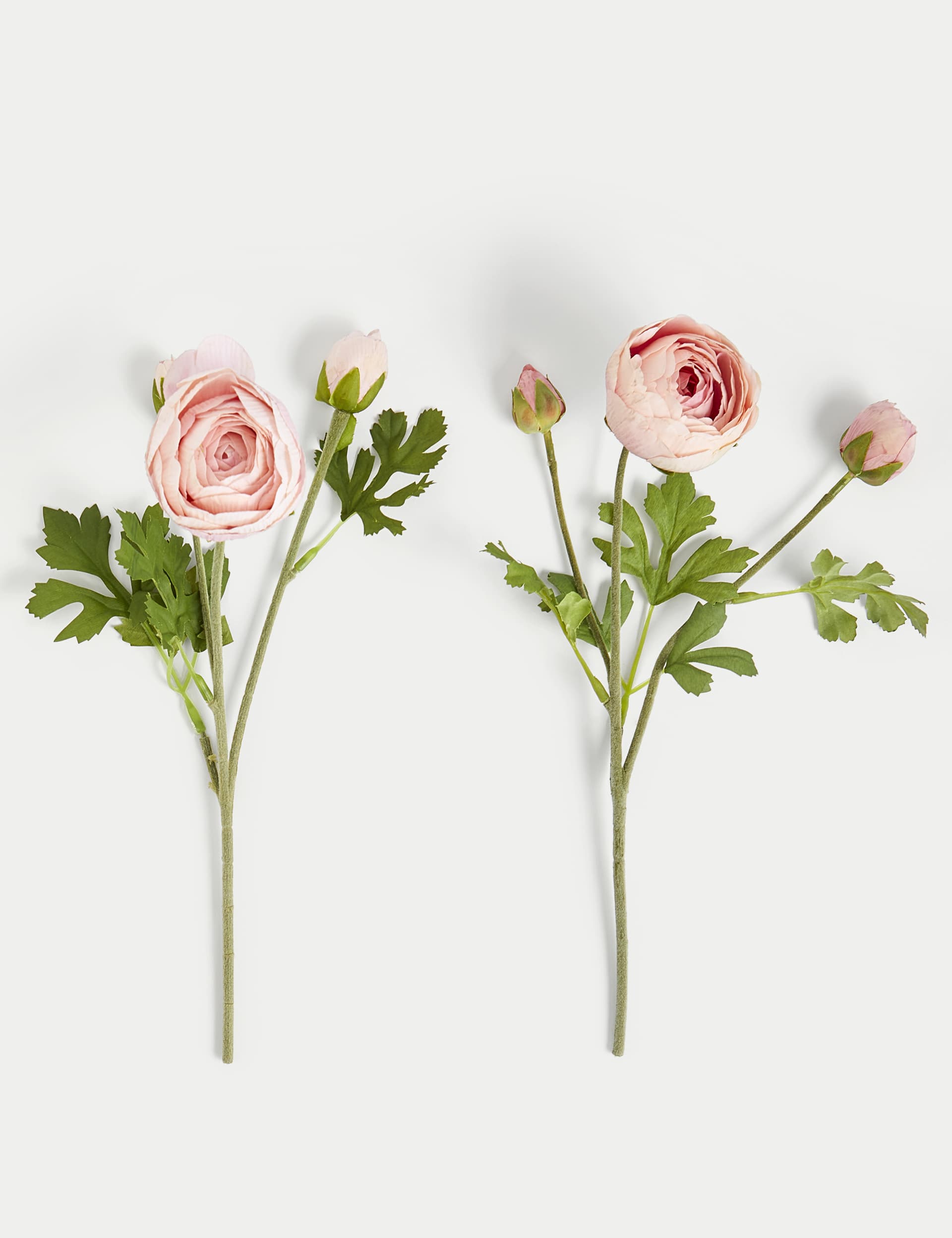 Moss & Sweetpea Set of 2 Artificial Real Touch Ranunculus Stems - Pink, Pink