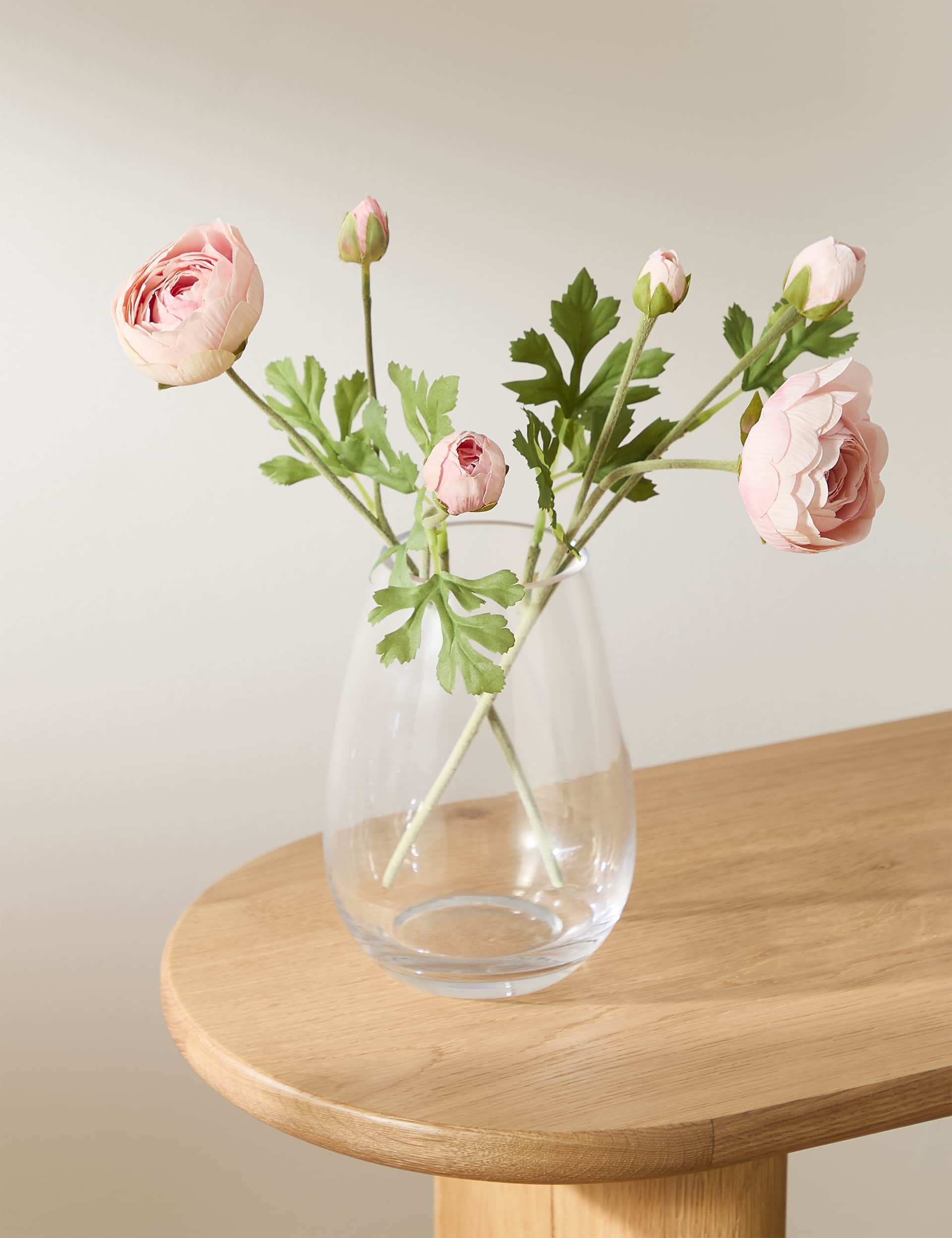 Moss & Sweetpea Set of 2 Artificial Real Touch Ranunculus Stems - Pink, Pink,White