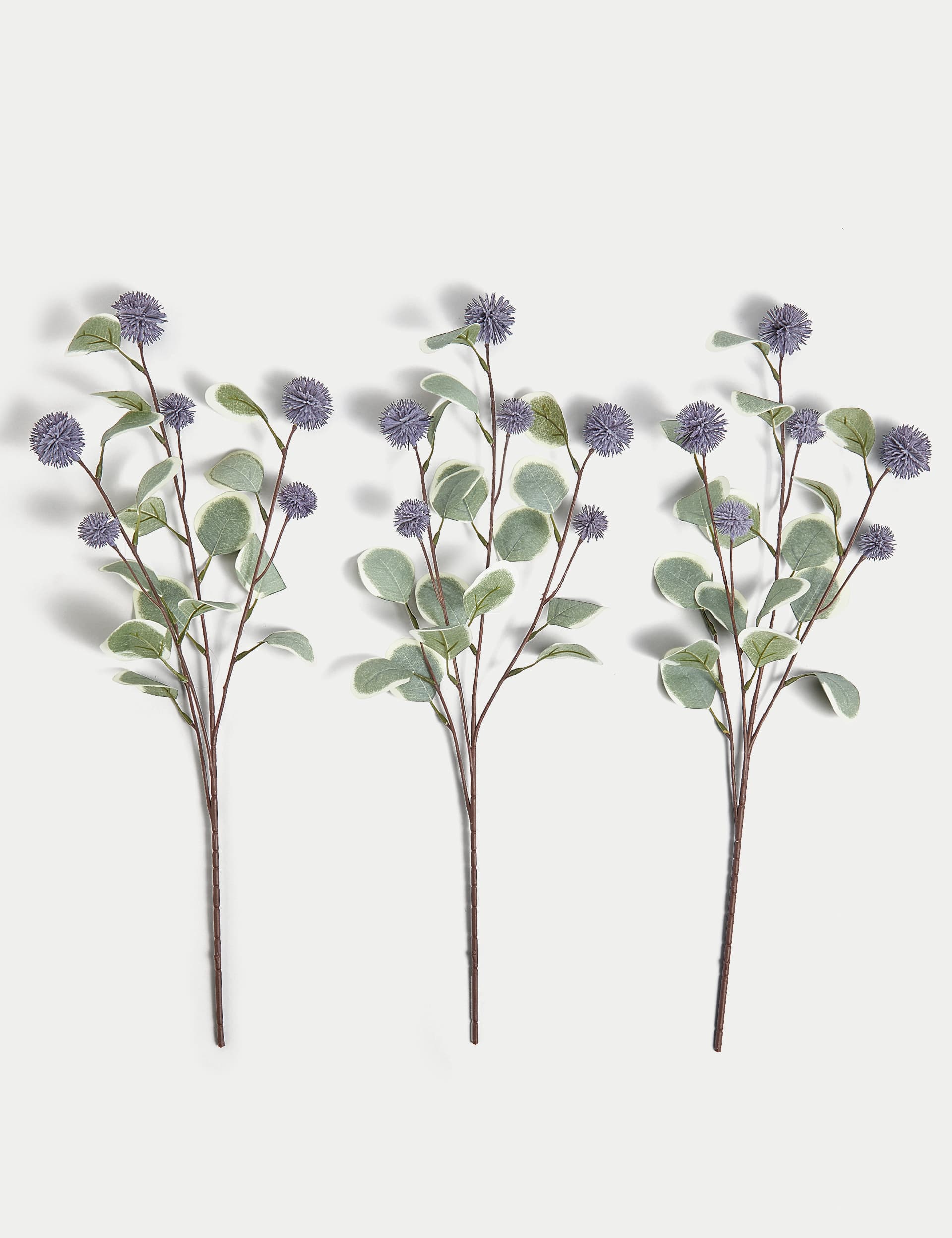 Moss & Sweetpea Set of 3 Artificial Eucalyptus Single Stems - Purple, Orange,Purple