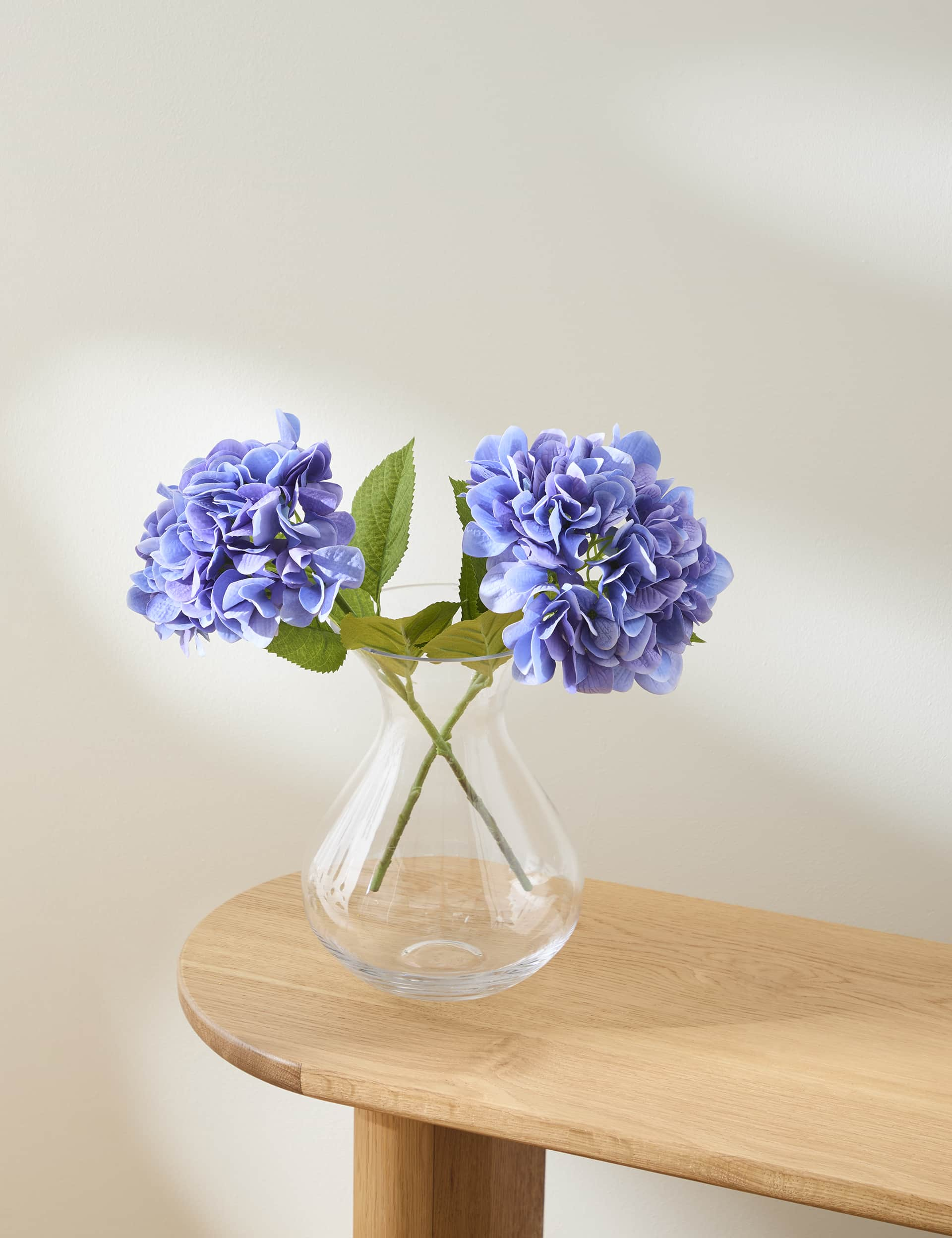 Moss & Sweetpea Set of 2 Artificial Real Touch Hydrangea Stems - Blue, Blue