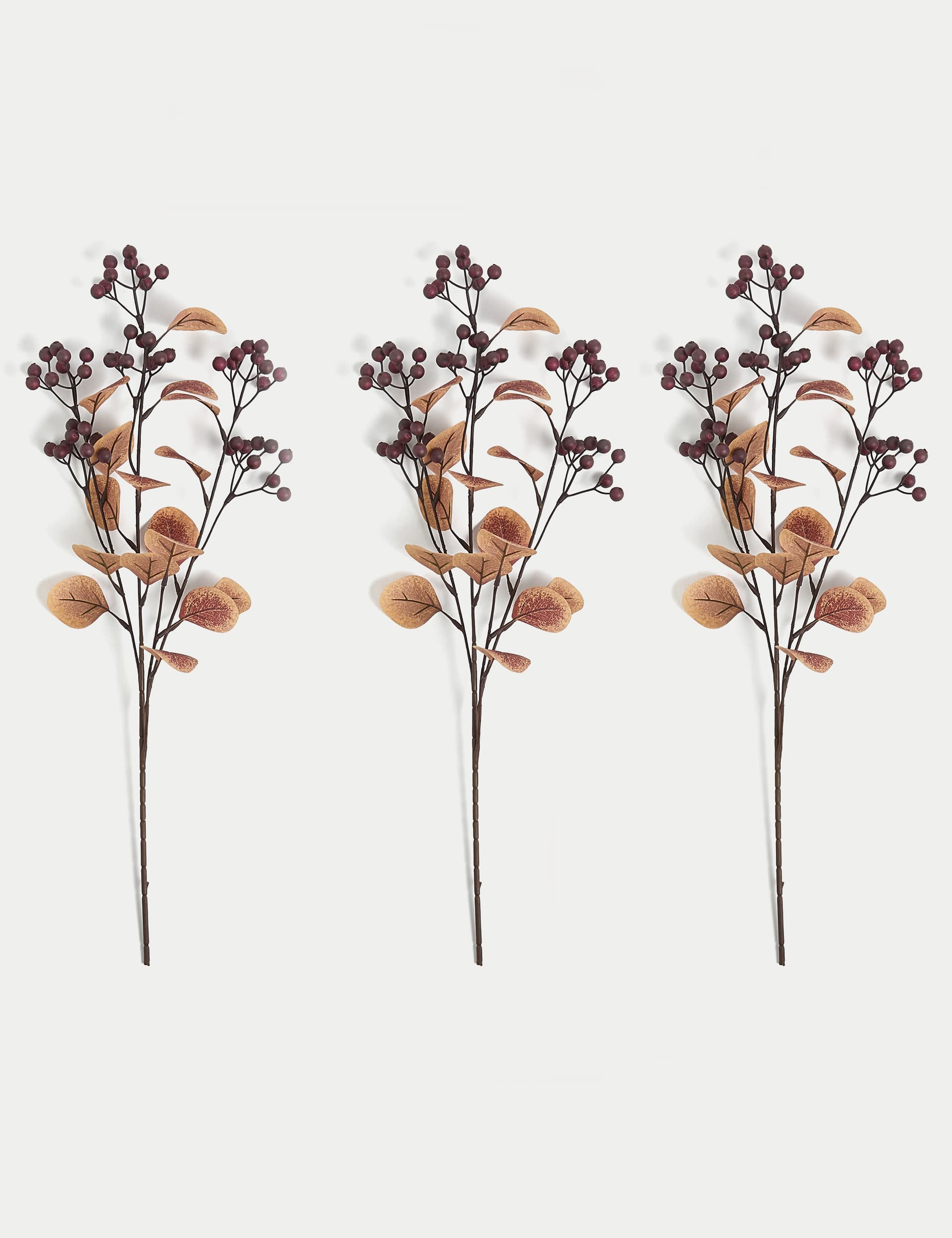 Moss & Sweetpea Set of 3 Artificial Berry Single Stems - Red, Red