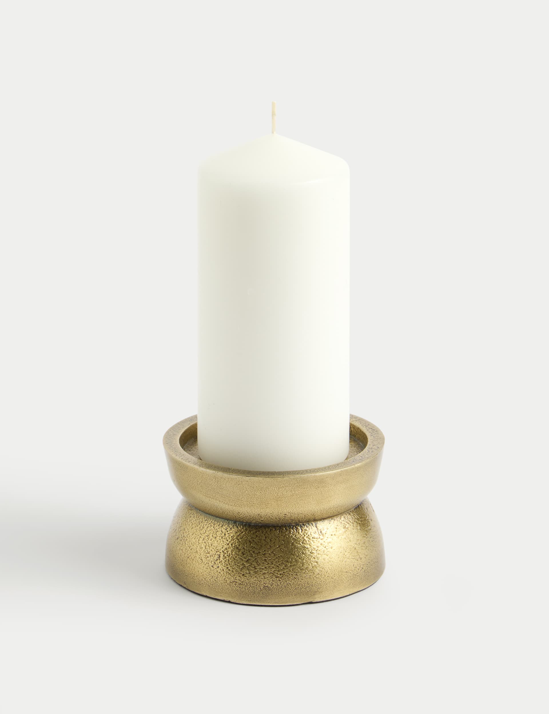 M&S Metal Pillar Candle Holder - Gold, Gold