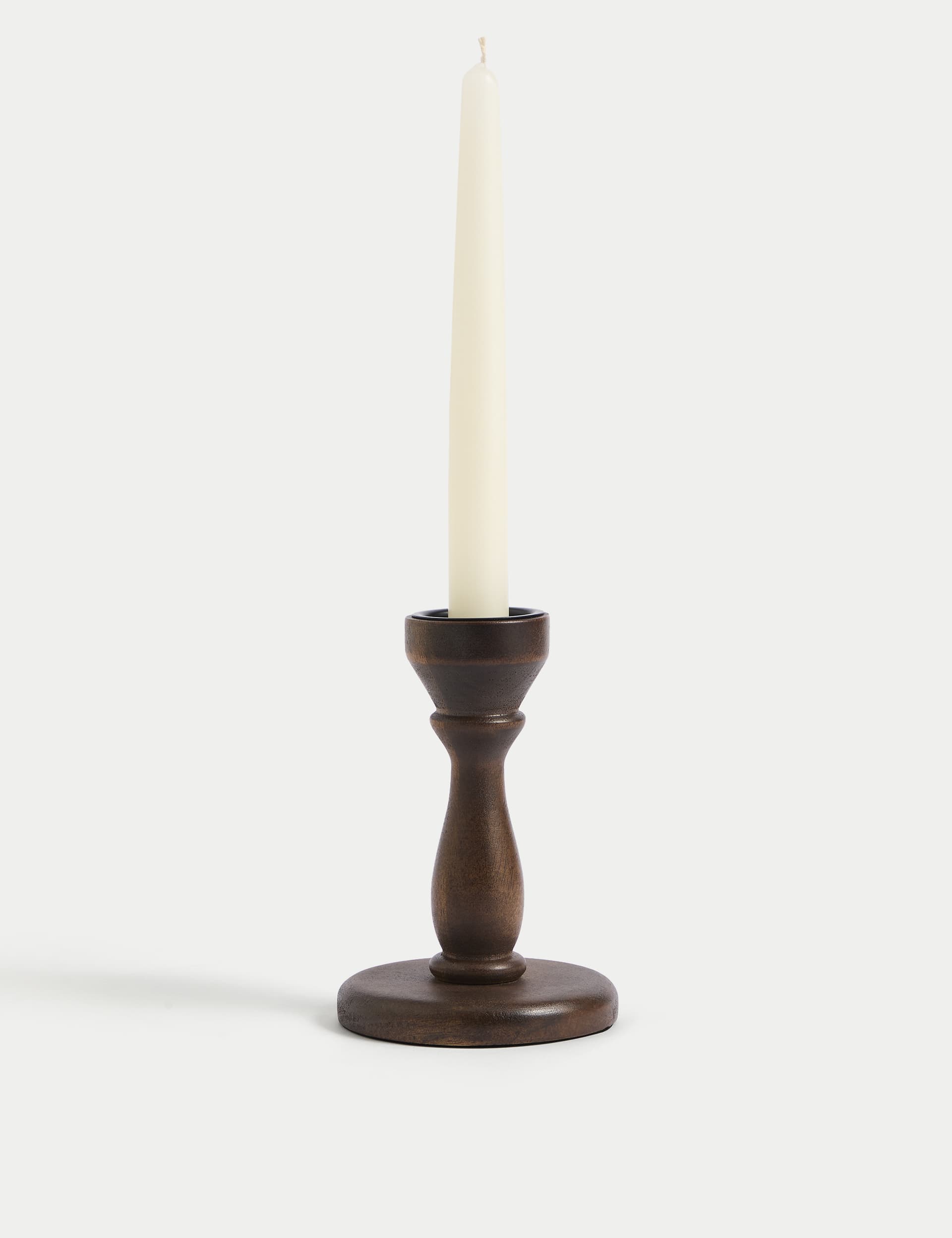 M&S Wooden Dinner Candle & Tealight Holder - Natural, Natural