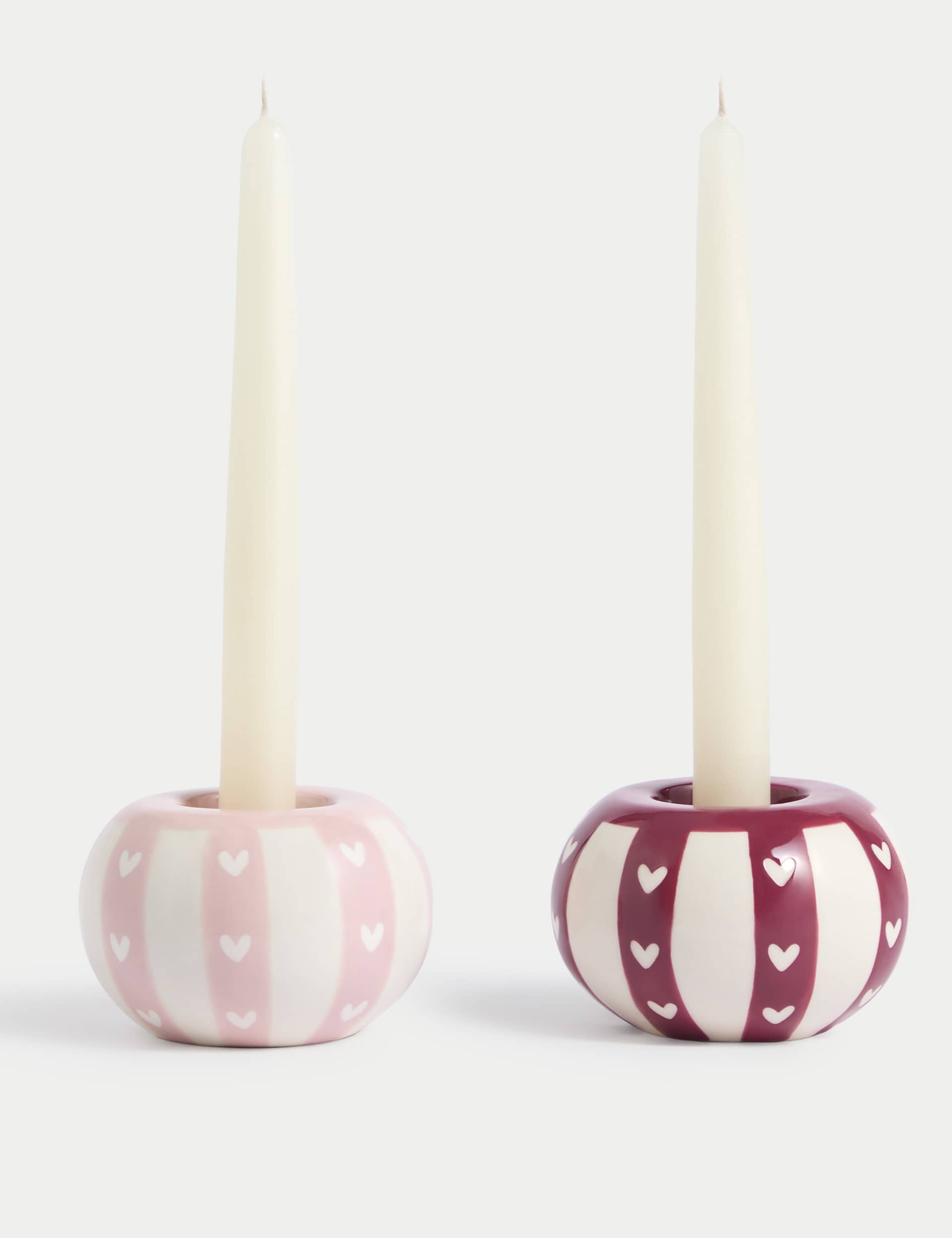 M&S Collection Set of 2 Love Heart Candle Holders - Multi, Multi