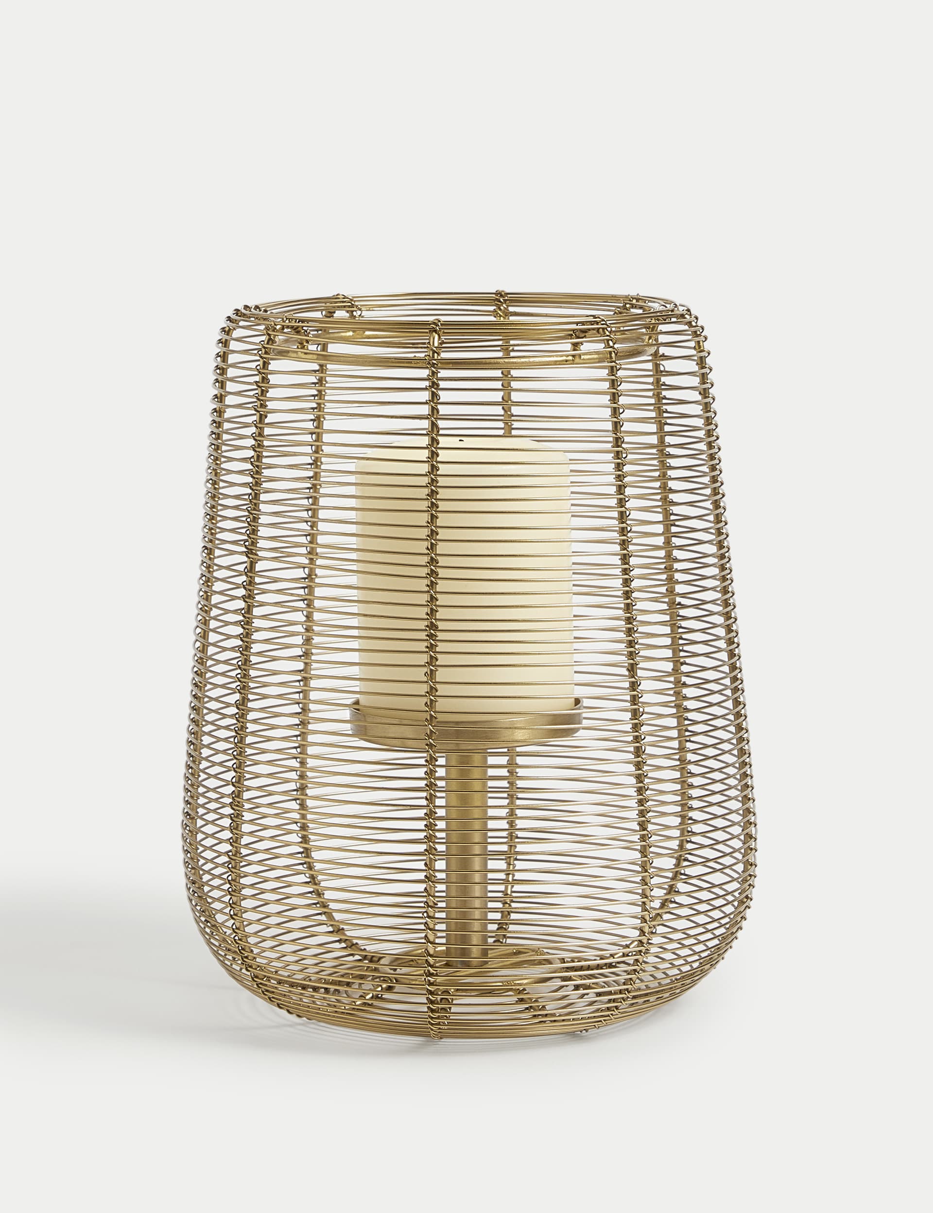 M&S Hand Wrapped Wire Lantern - Gold, Gold