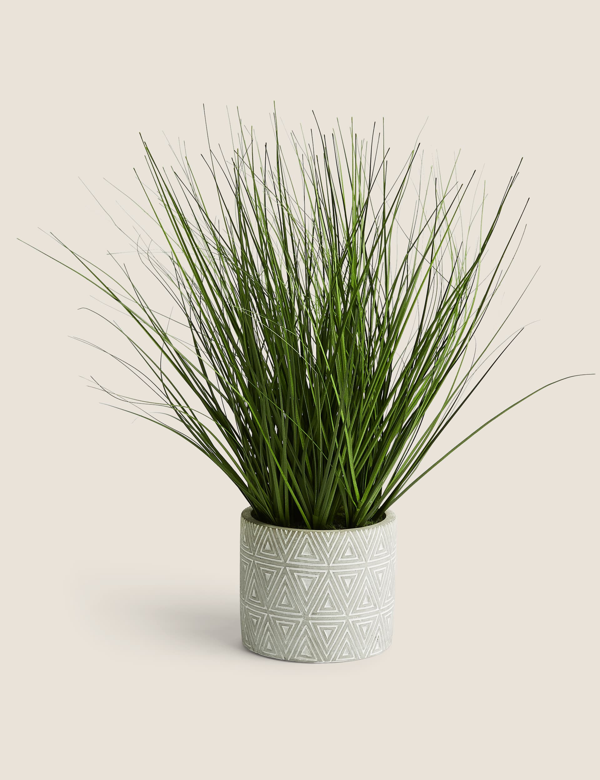 Moss & Sweetpea Artificial Grass in Geometric Pot - Green, Green