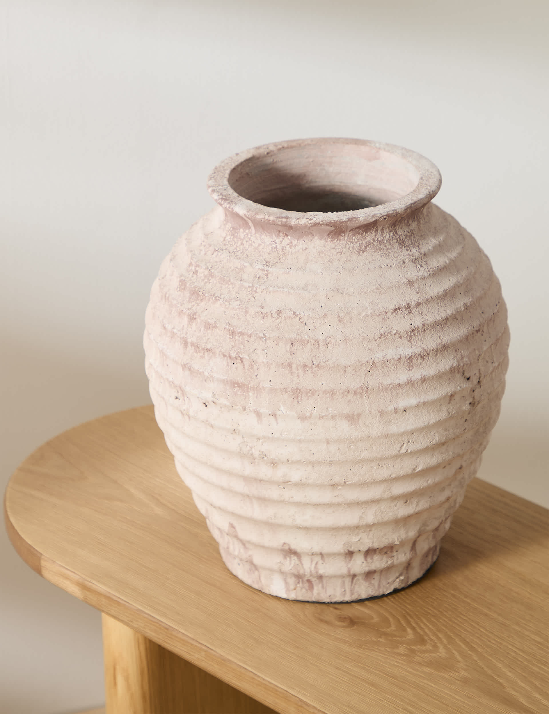 M&S X Fired Earth Large Textured Vase - Blush, Blush