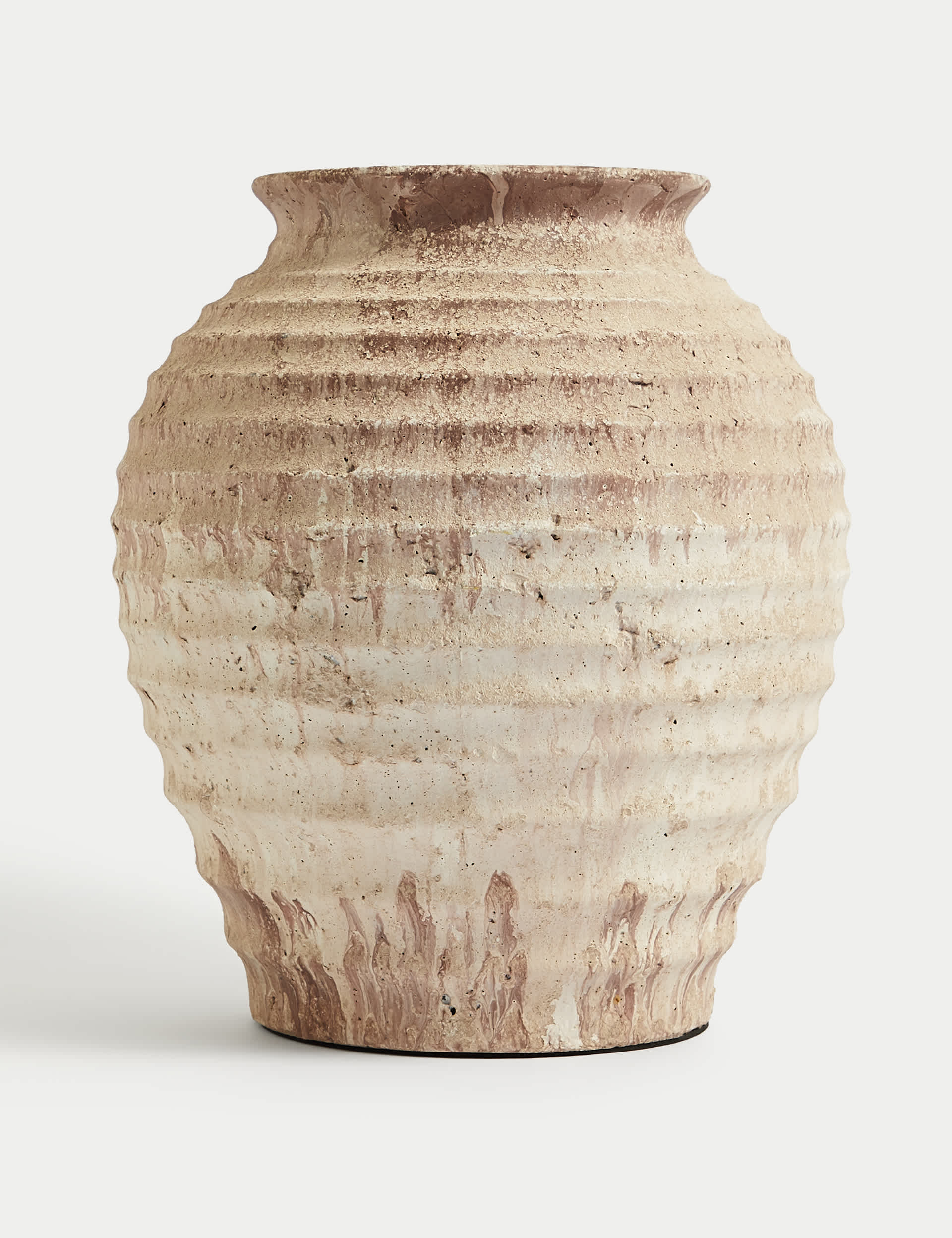 M&S X Fired Earth Large Textured Vase - Blush, Blush