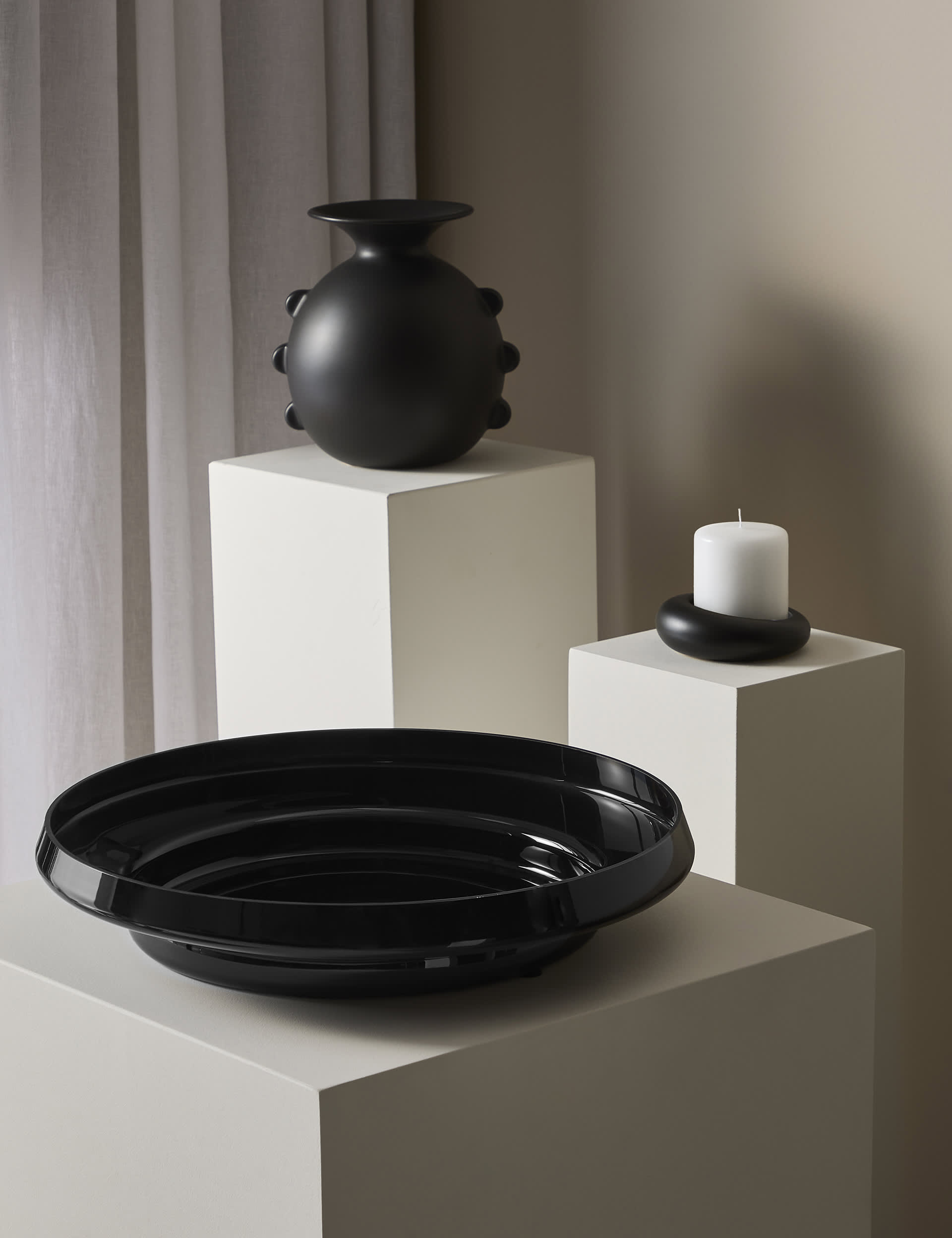 M&S X Kelly Hoppen Oversized Glass Bowl - Black, Black