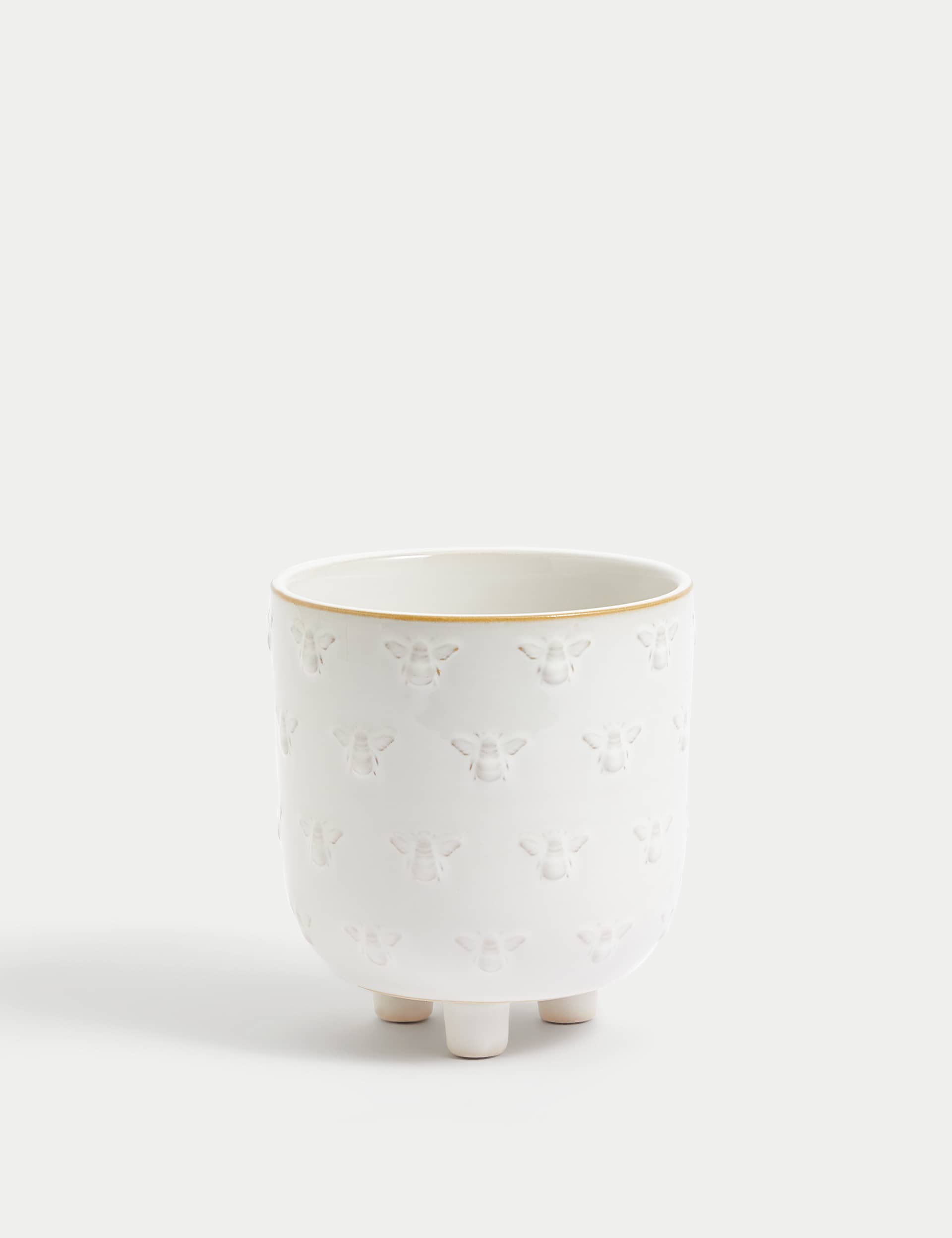 M&S Ceramic Bee Planter - White, White