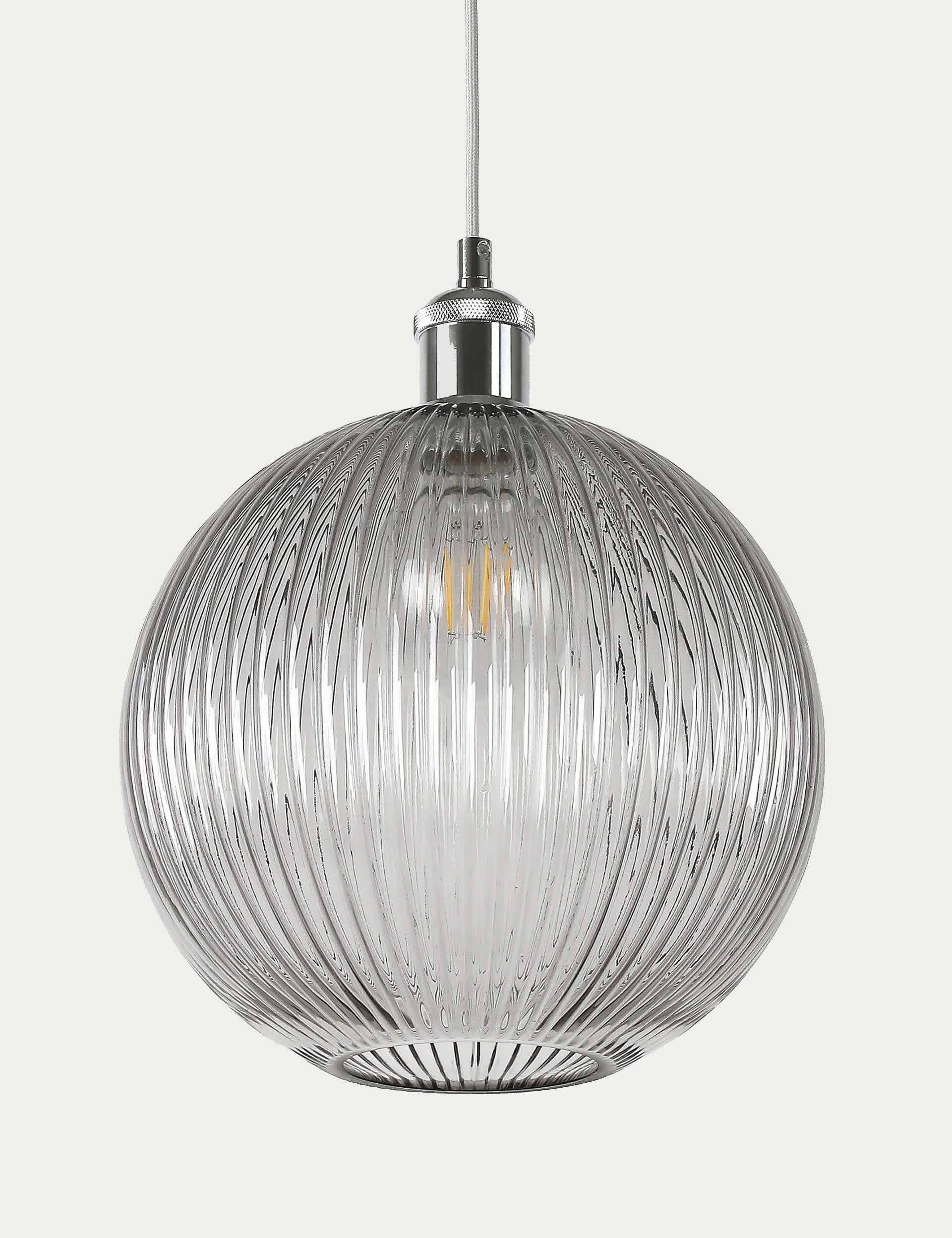 M&S Ridged Glass Ceiling Lamp Shade - Smoke, Smoke