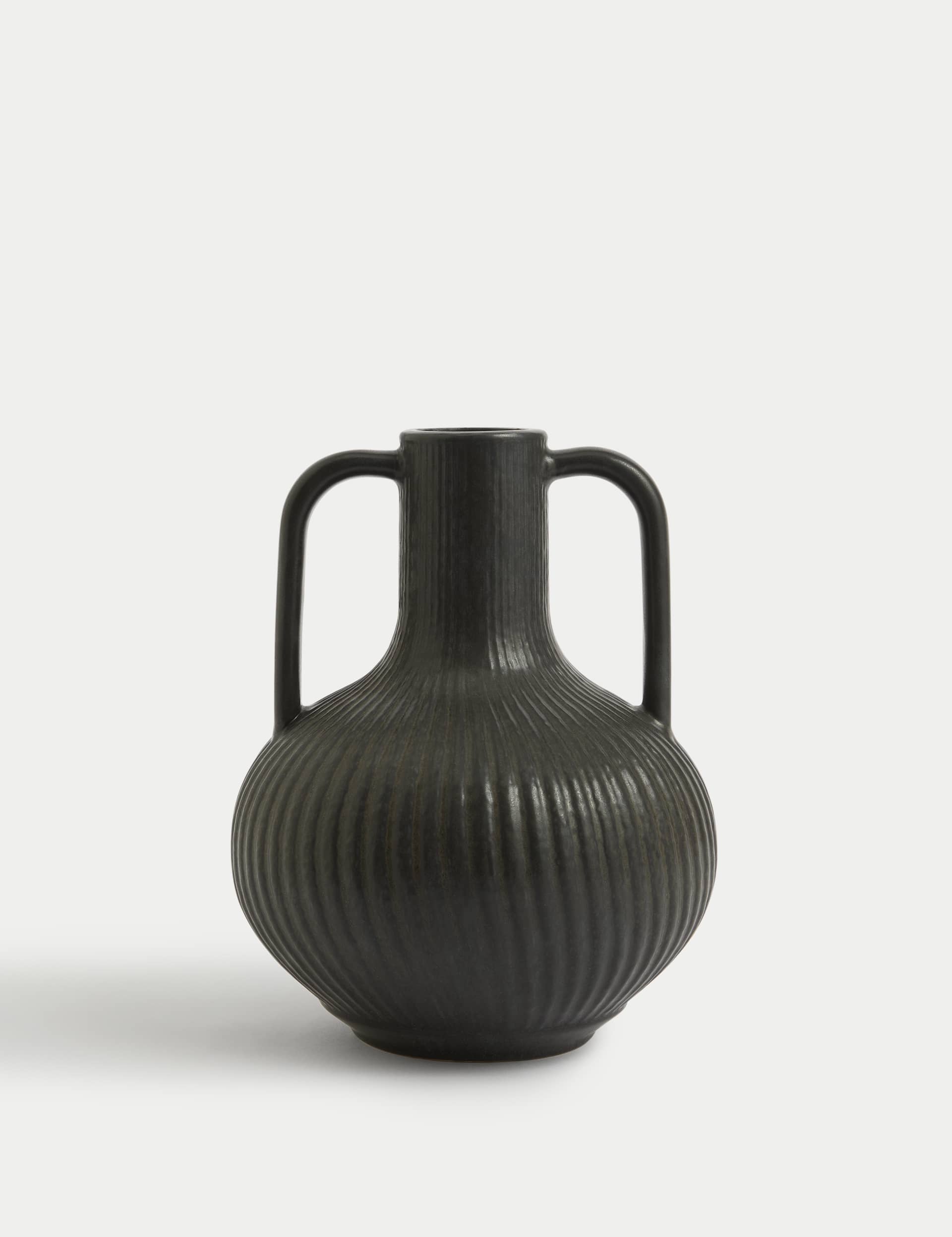 M&S Collection Ridged Ceramic Jug - Black, Black