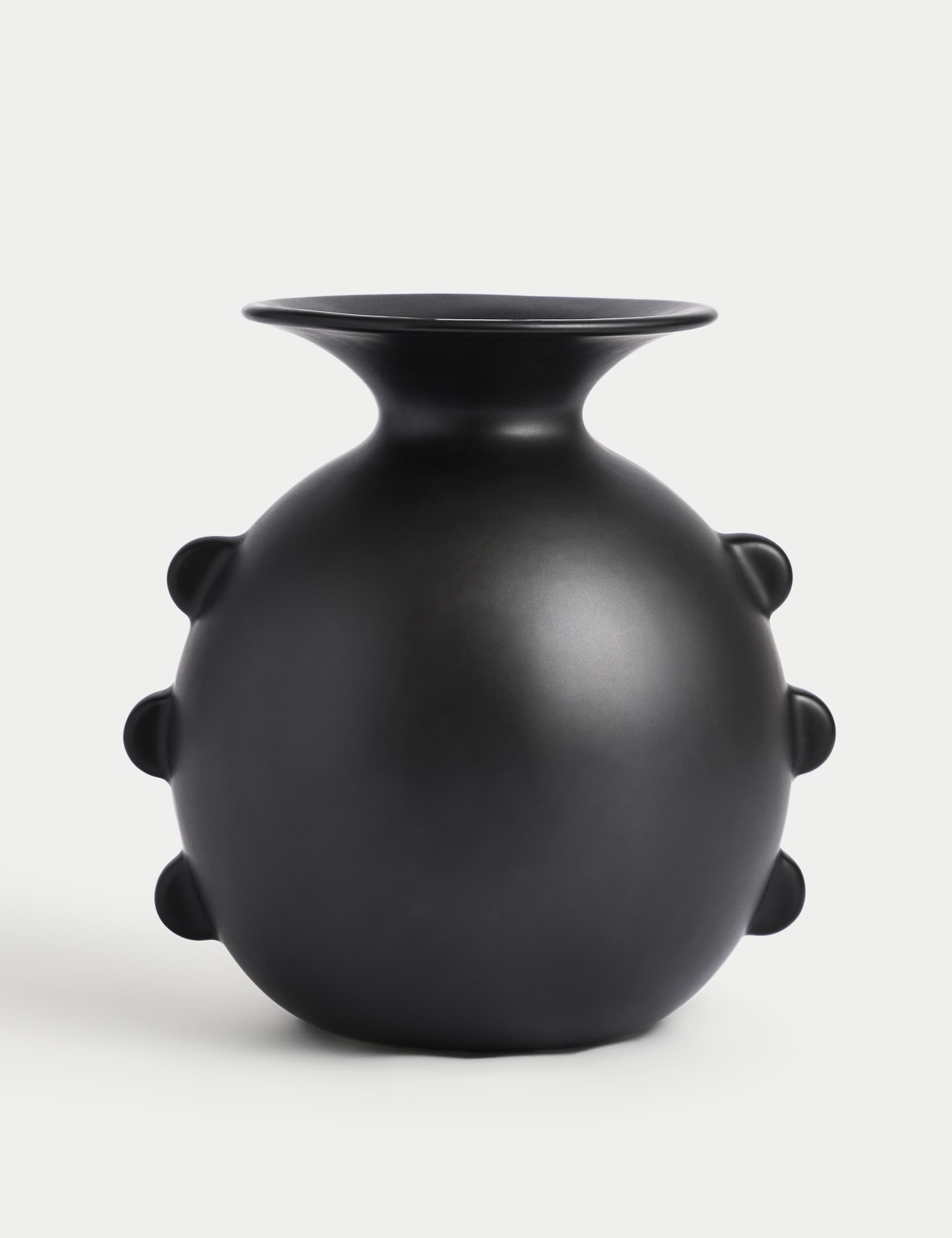 M&S X Kelly Hoppen Scallop Edge Ceramic Bouquet Vase - Black, Black