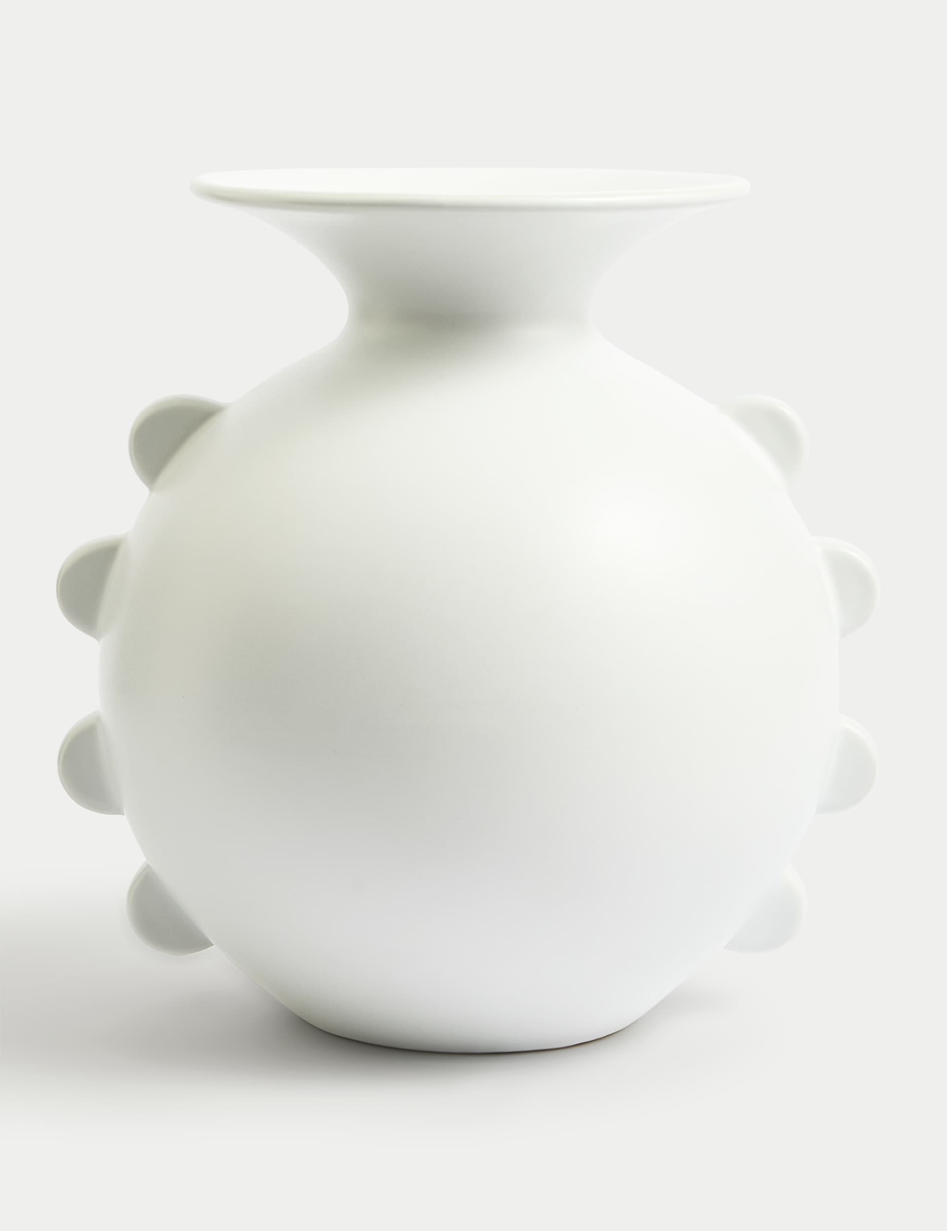 M&S X Kelly Hoppen Large Scallop Edge Vase - White, White