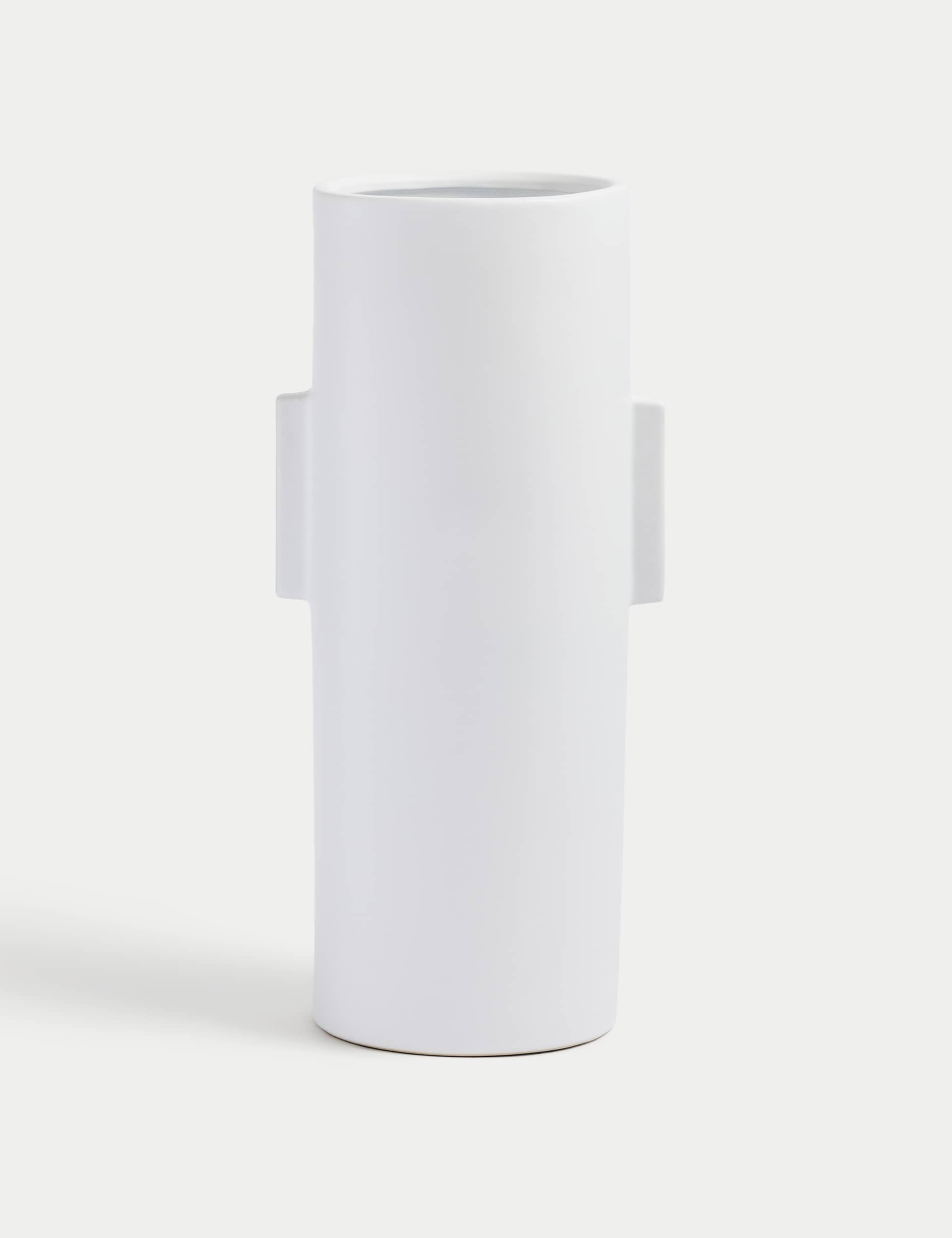 M&S X Kelly Hoppen Block Handle Vase - White, White