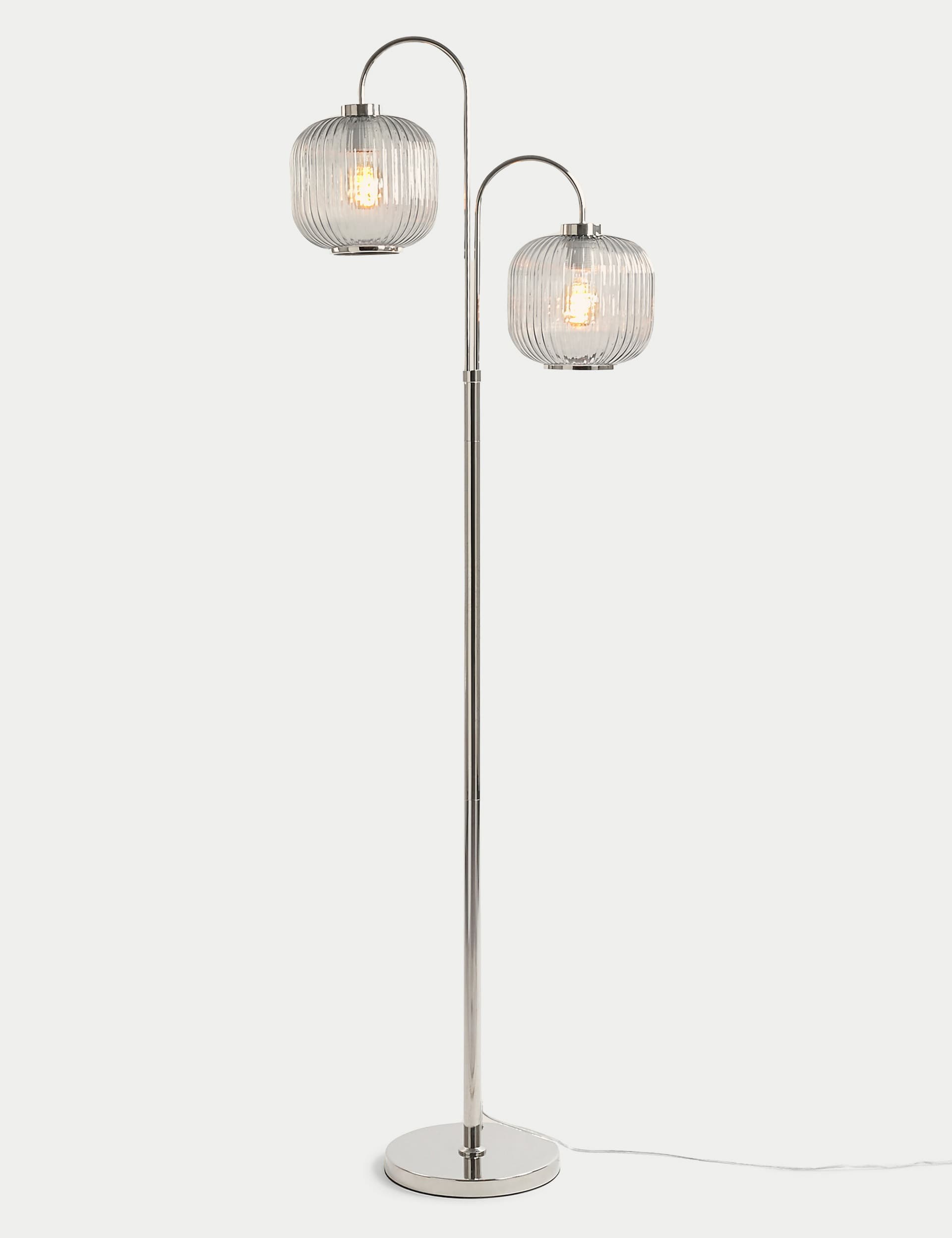 M&S Collection Amelia Ridged Floor Lamp - Clear, Clear