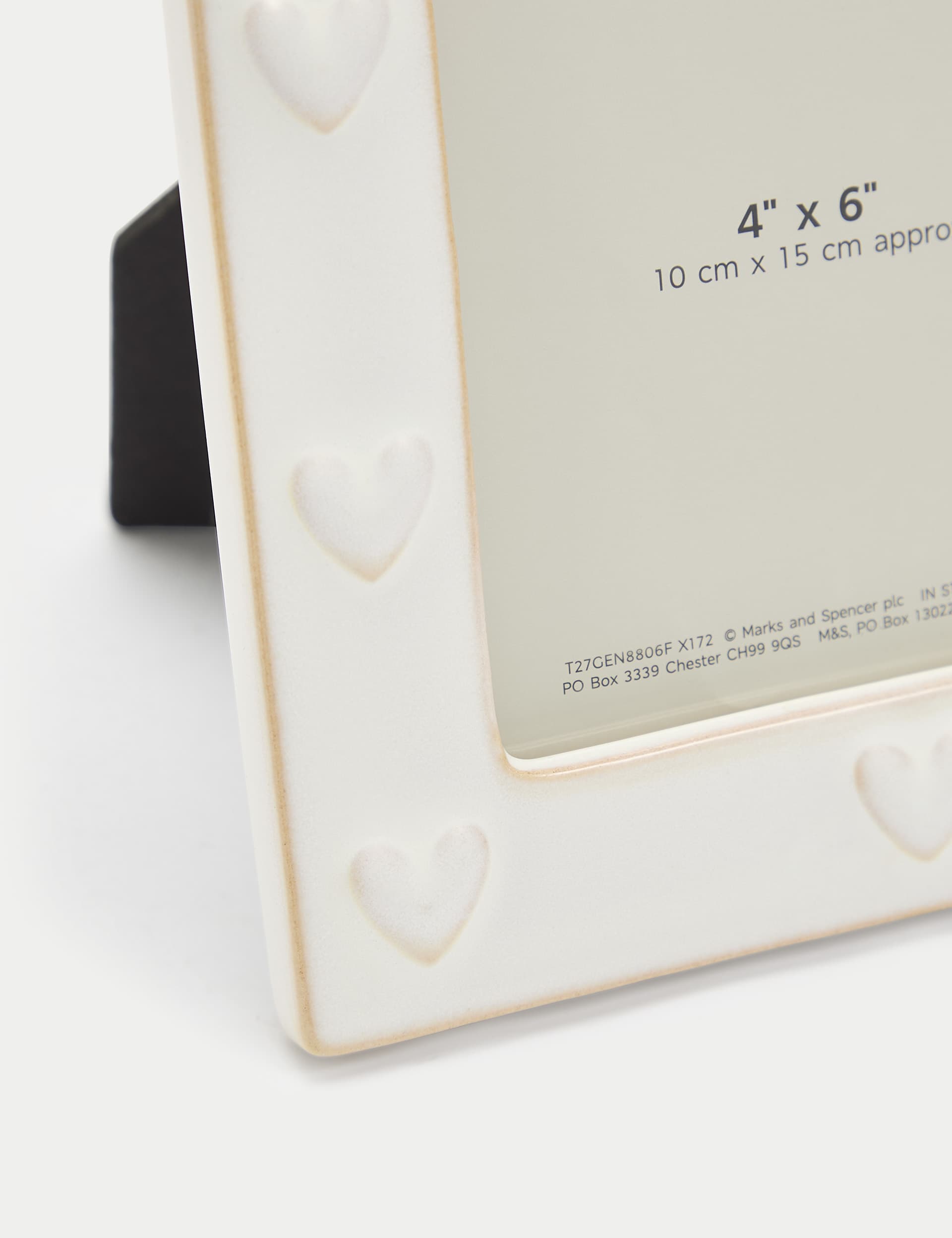 M&S Collection Ceramic Heart Photo Frame 4x6 Inch - White, White